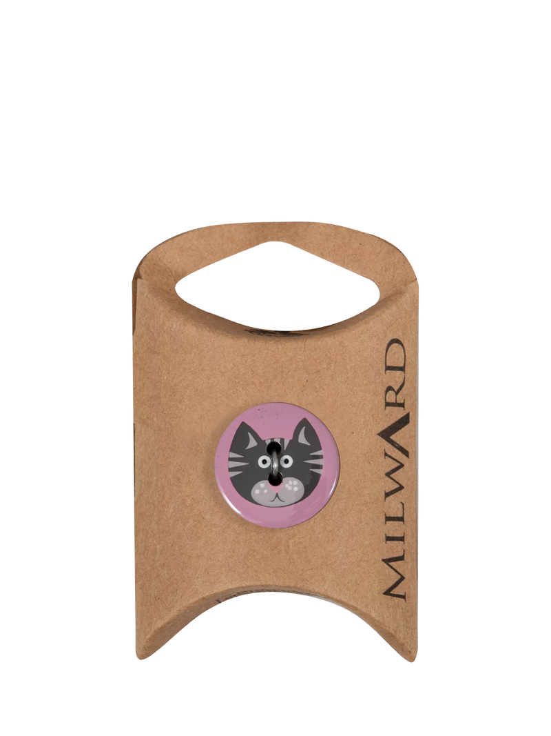 Milward pink cat buttons 19mm pack of 6 (British brand)