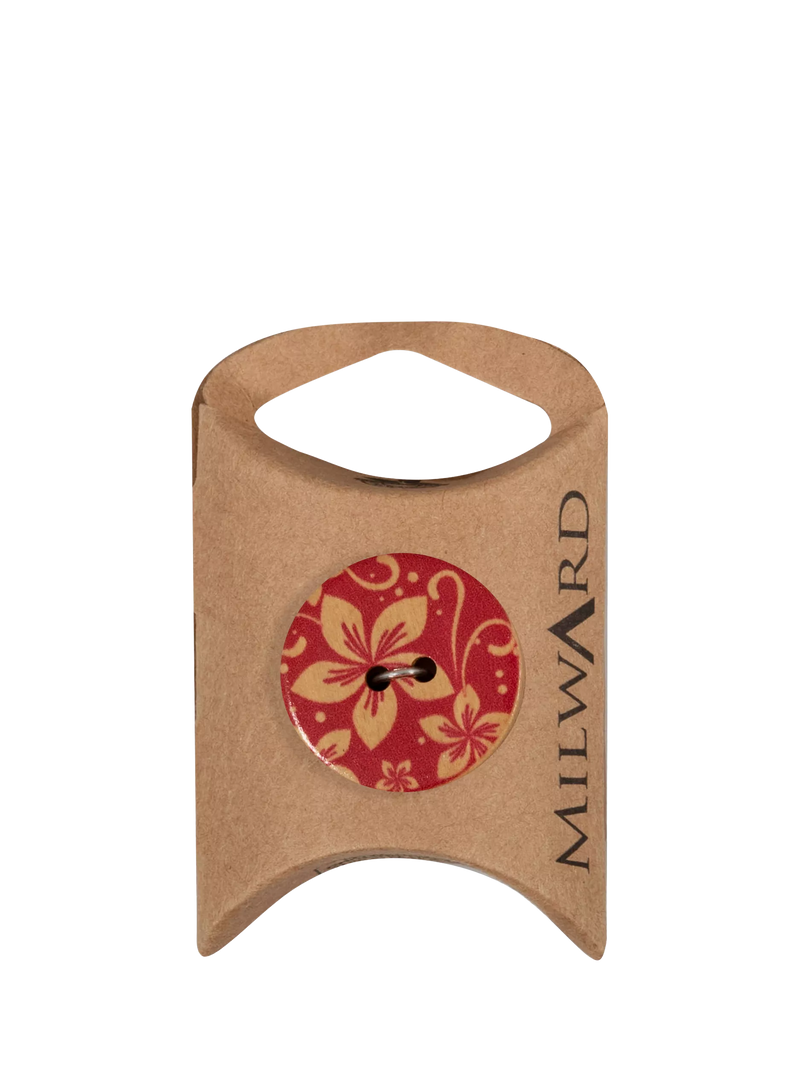 Milward flower buttons 25mm red pack of 5 - British product