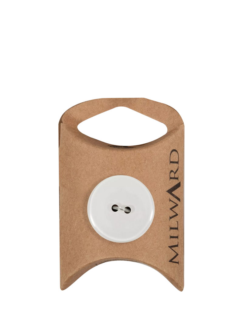Milward white shiny 2-hole buttons 23mm pack of 6 (British brand)