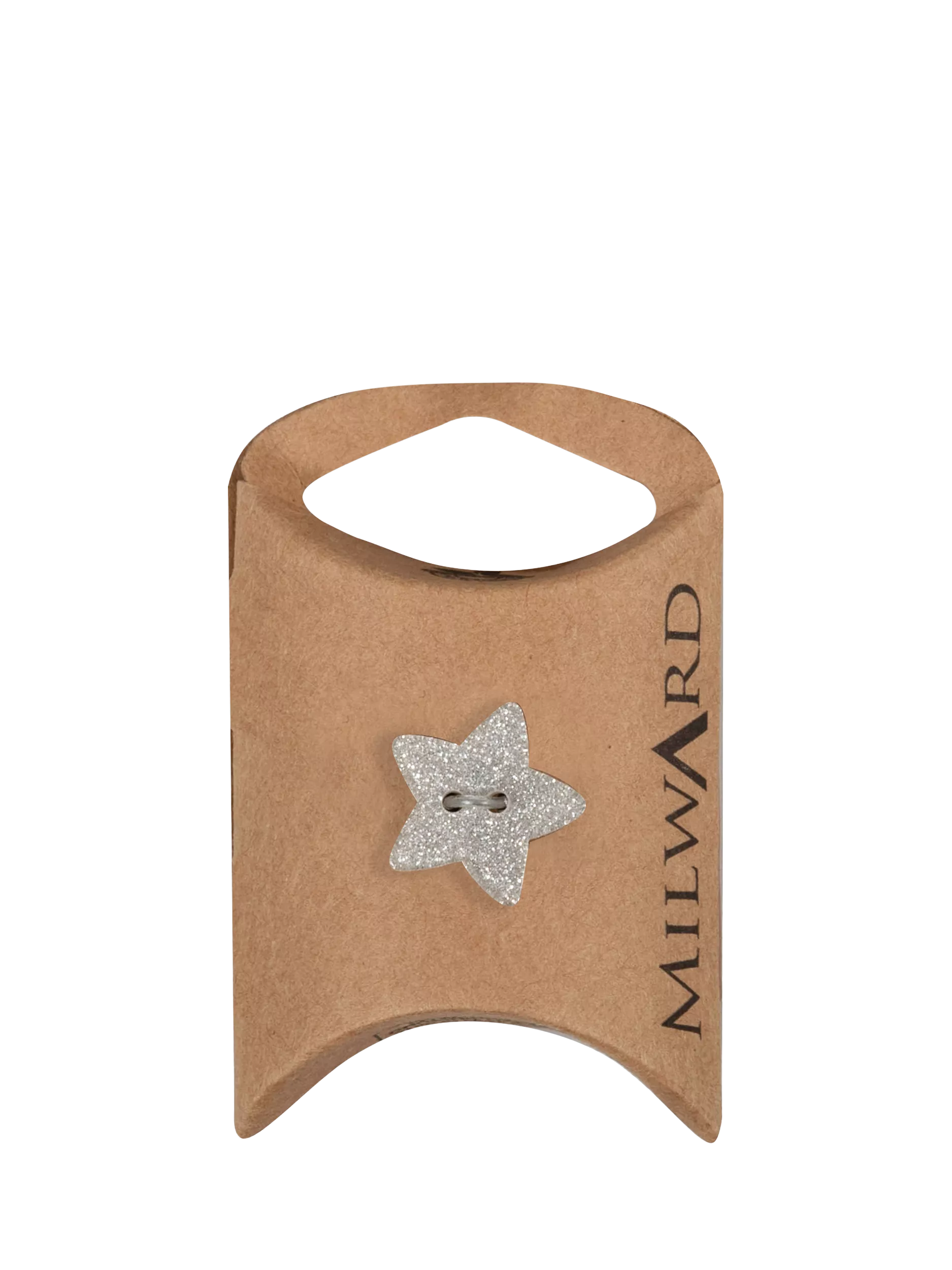 Milward 2 hole star buttons 18mm silver pack of 6, imported from the UK