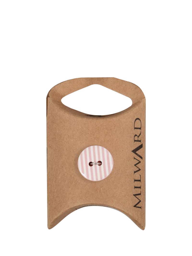 Milward 2 hole stripe buttons pink 15mm pack of 6 (British brand)