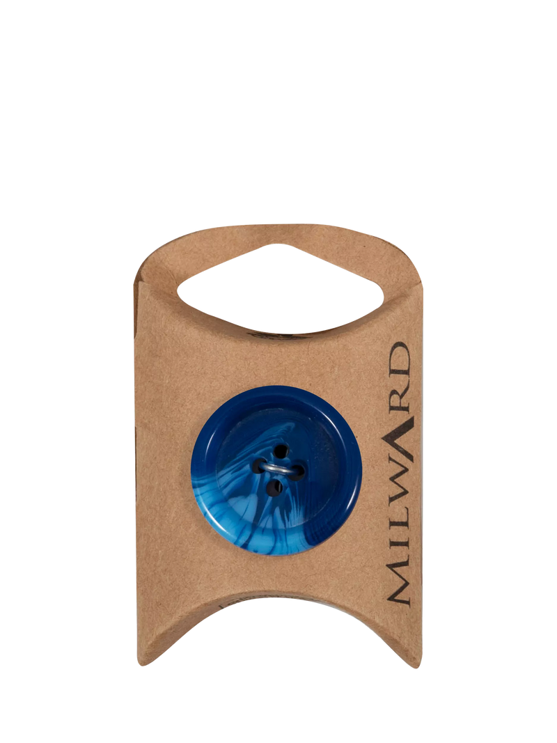 Milward 4 Hole Marble Rim Buttons Blue Pack of 3