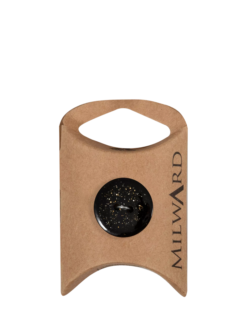 Milward glitter buttons black 20mm pack of 6, imported from the UK