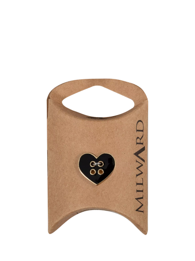 John Lewis Milward 2 Hole Gold Rim Heart Buttons Black 16mm Pack of 5- Buy online at McGrocer
