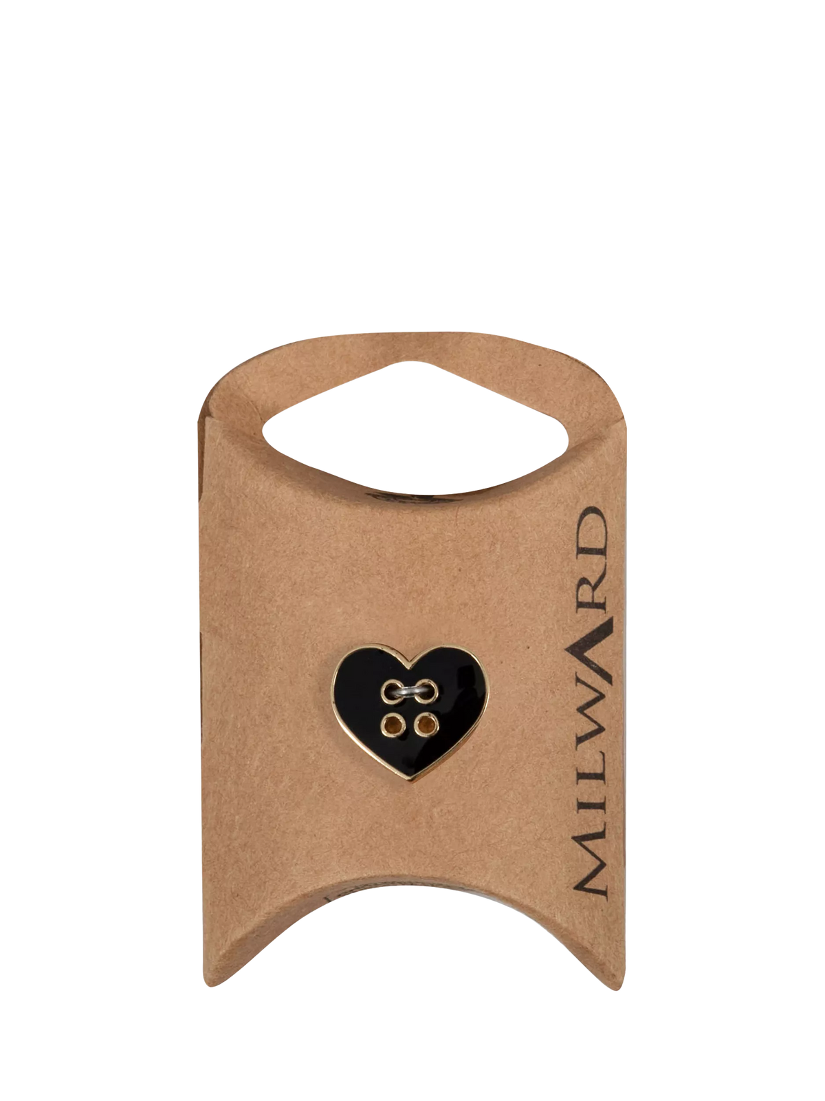 Milward gold rim heart buttons 16mm black, imported from the UK