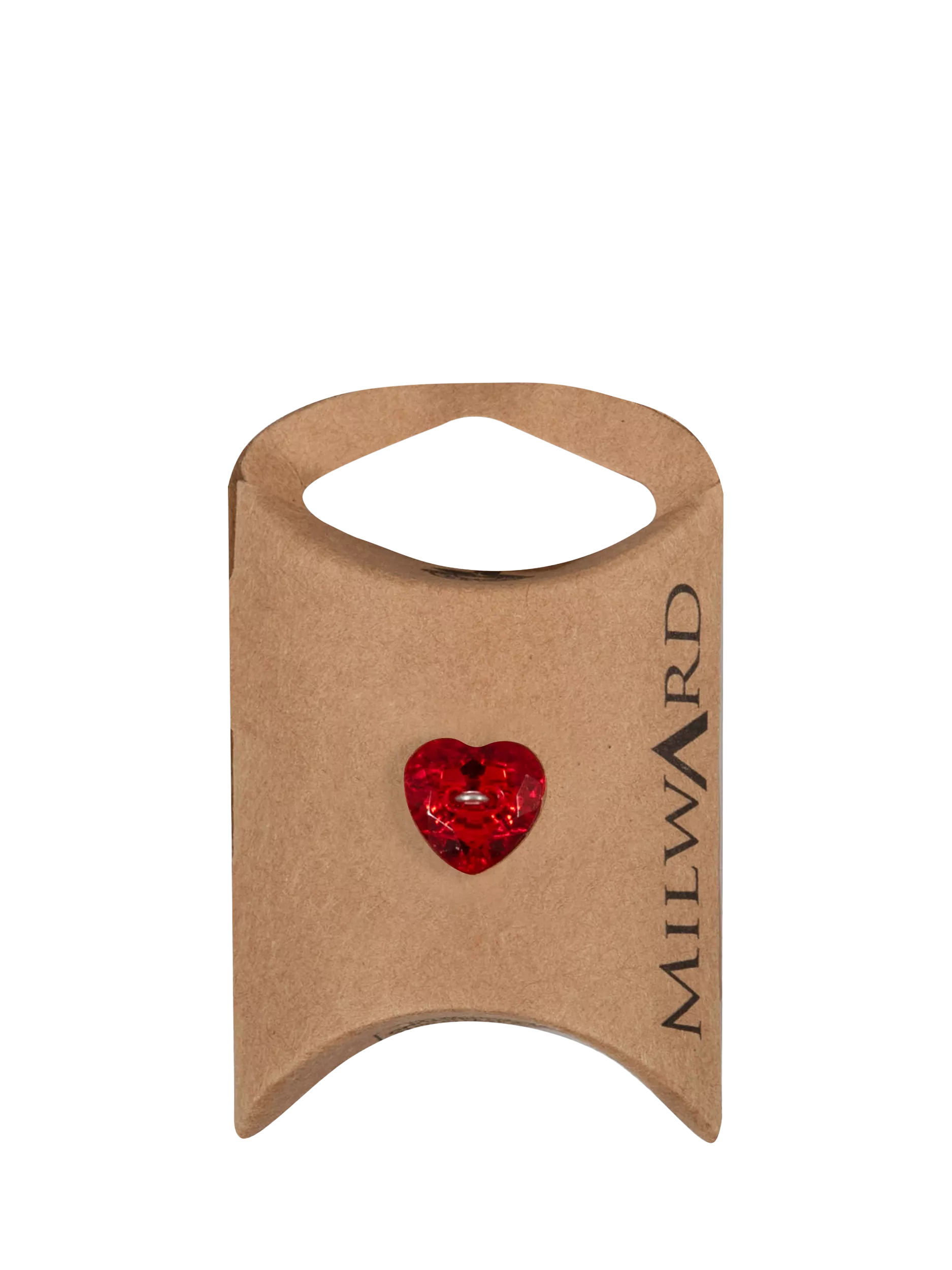 Milward heart buttons 12mm red pack of 5, UK version