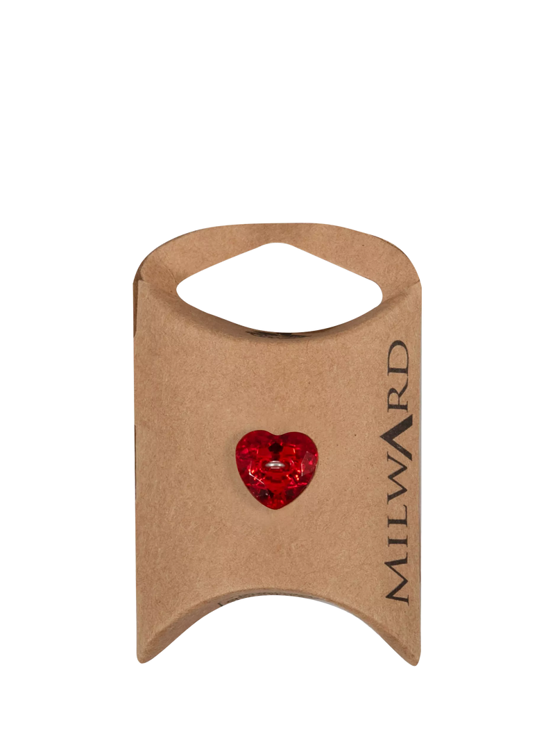 Milward heart buttons 12mm red pack of 5, UK version