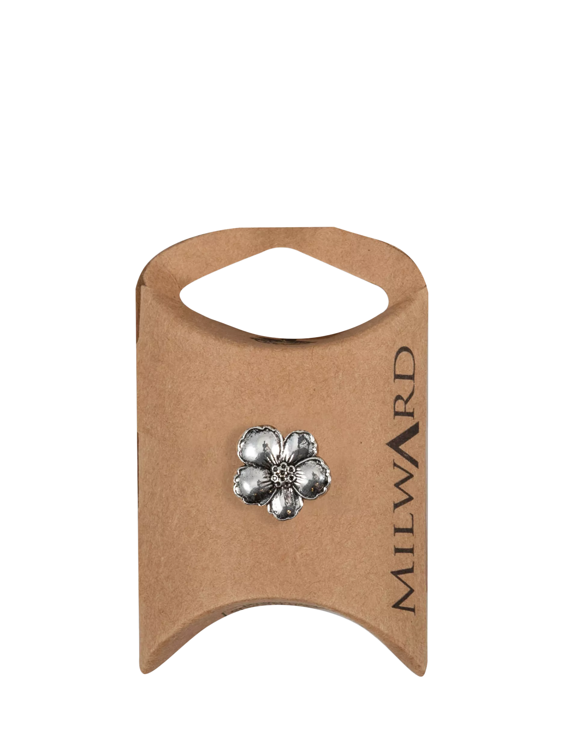 Milward metal flower buttons 15mm silver pack of 10, imported from the UK