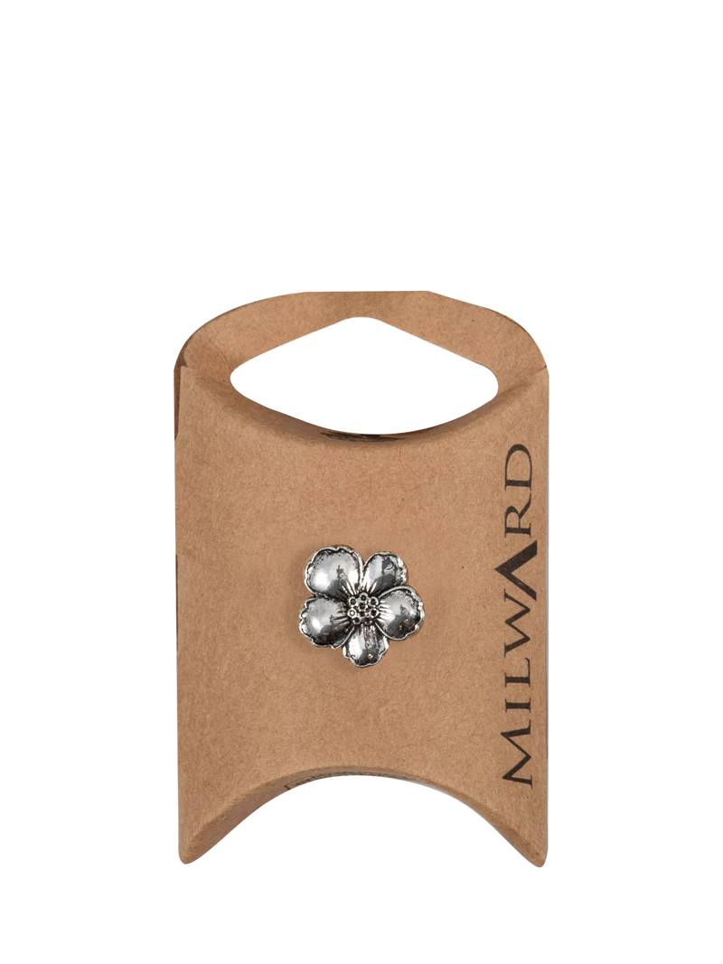 Milward metal flower buttons 15mm silver pack of 10, imported from the UK