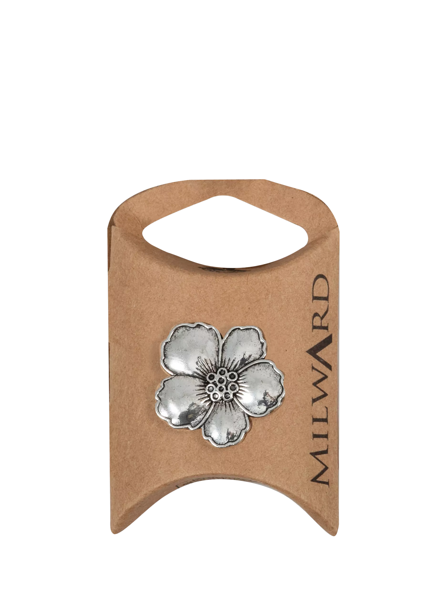 Milward metal flower buttons silver 25mm pack of 6, UK version