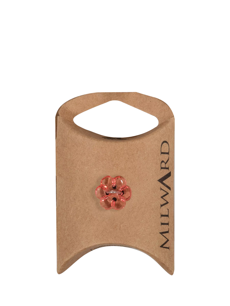 Milward flower buttons pink 13mm pack of 5 (British brand)