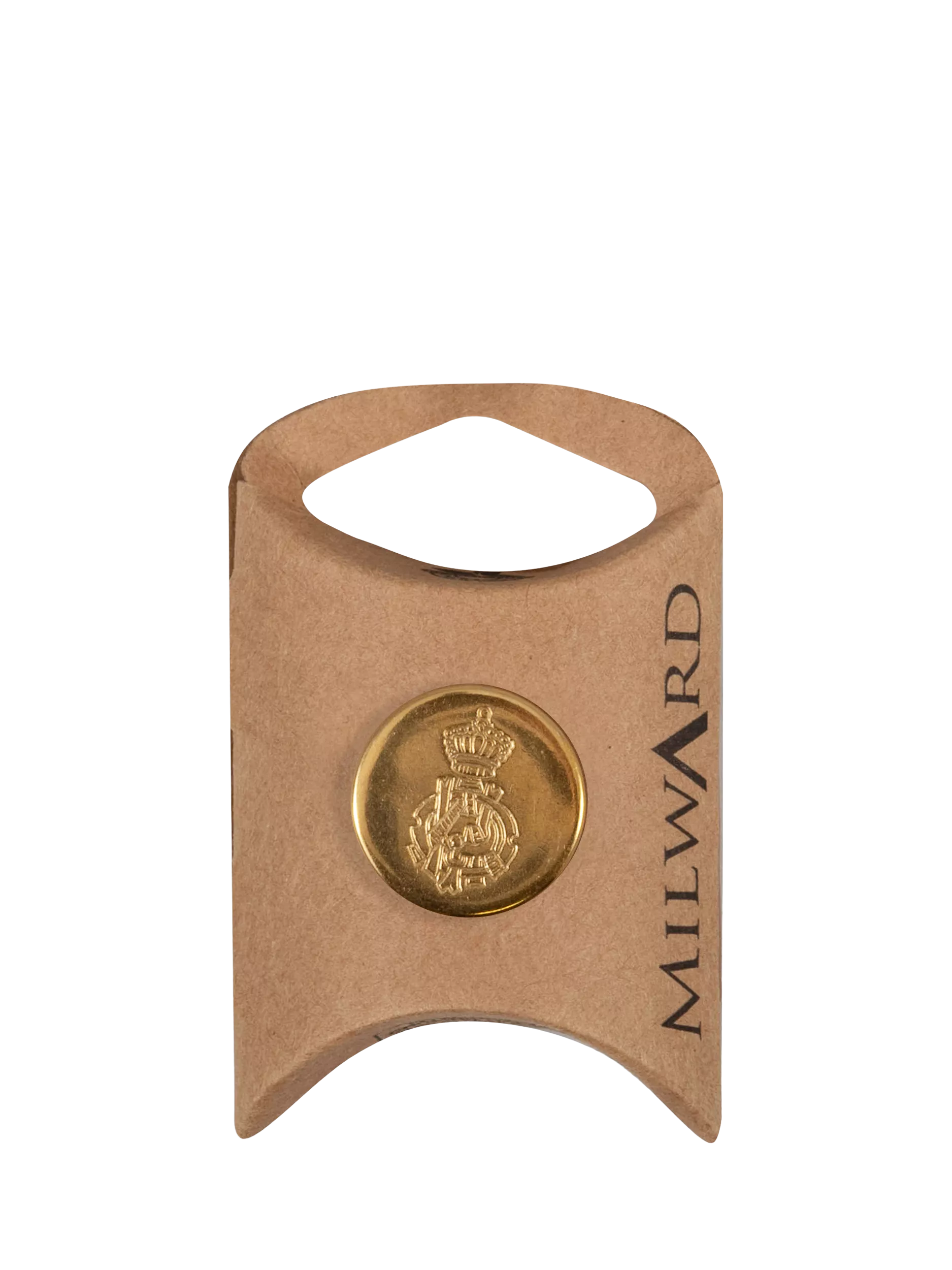 Milward metal shank engraved gold buttons 20mm pack, imported from the UK