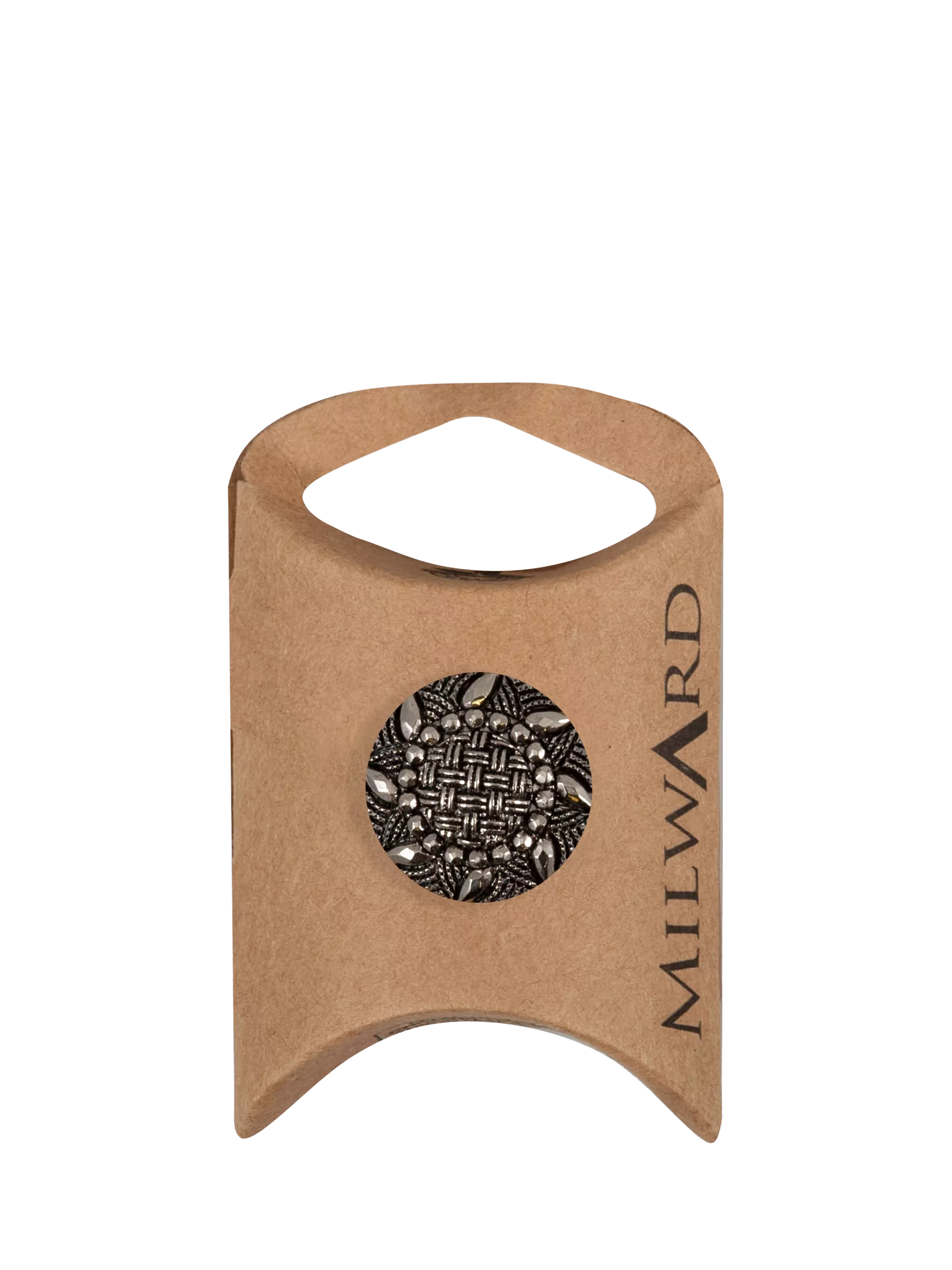 Milward metal shank buttons black/silver 21mm, imported from the UK