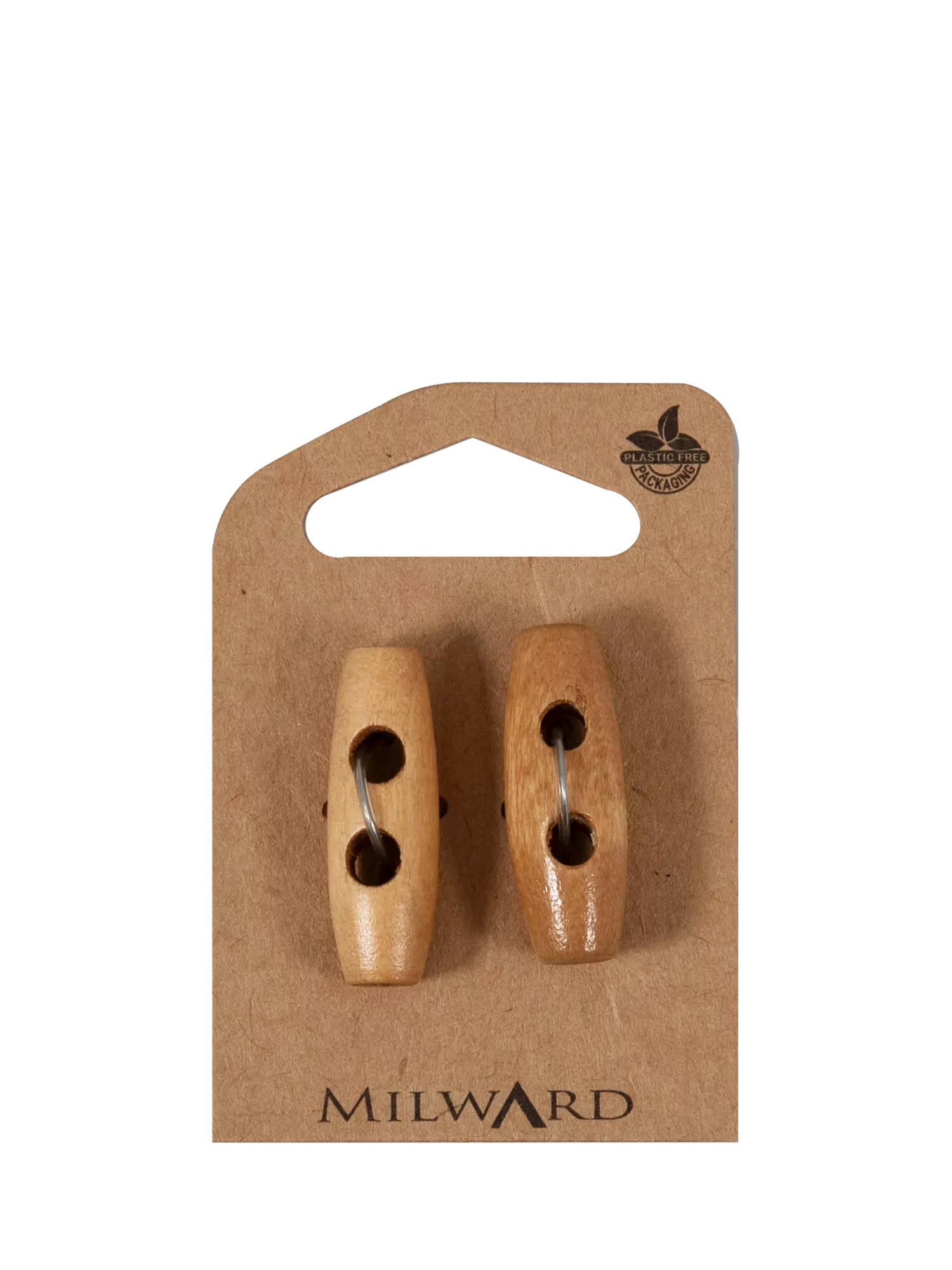 Milward Wood Duffel Toggle Buttons 30mm pack of 2 (British brand)