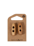 Milward Wood Duffel Toggle Buttons 30mm pack of 2 (British brand)