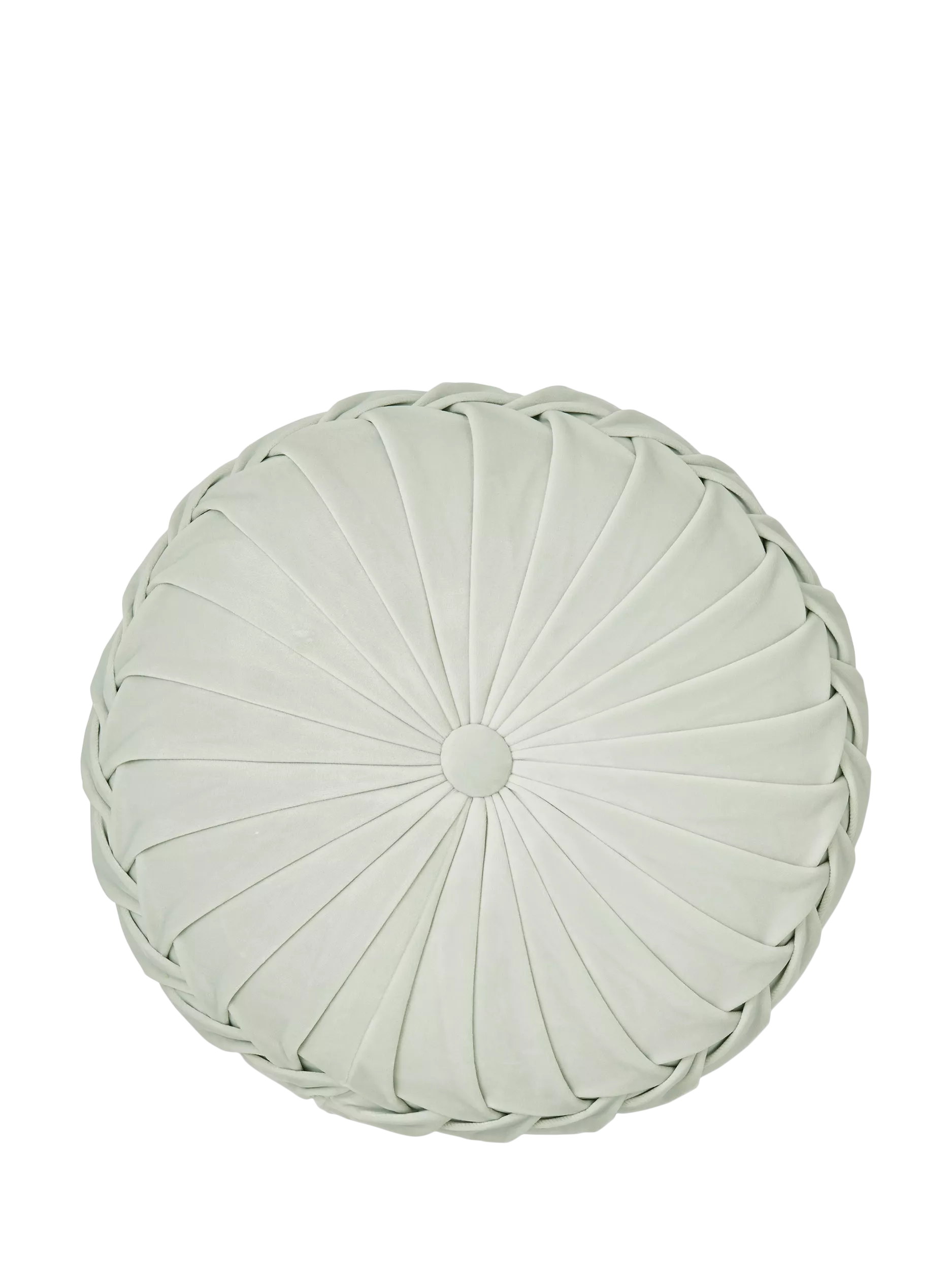 Laura Ashley velvet cushion with pleated circular design, UK version