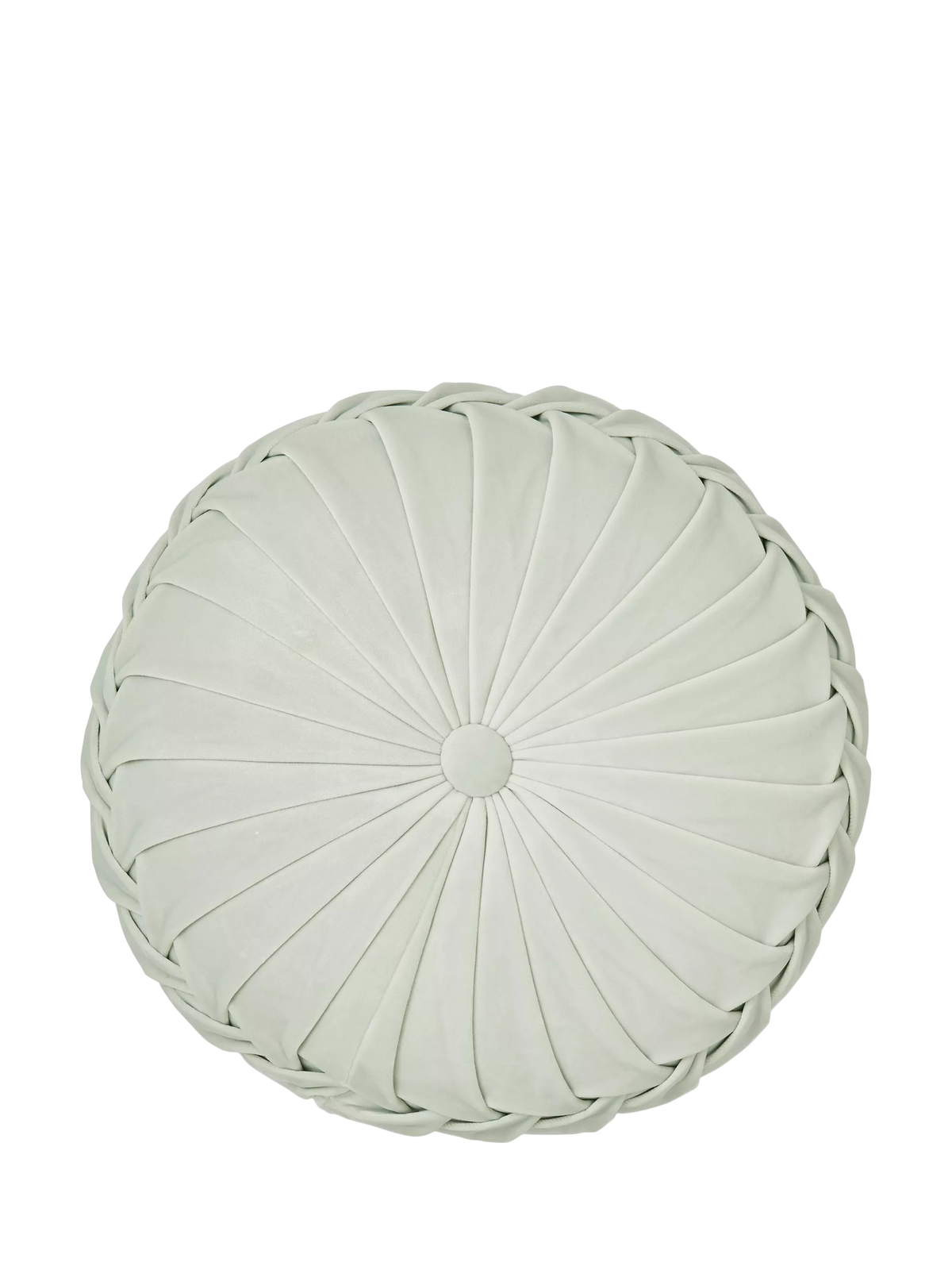 Laura Ashley velvet cushion with pleated circular design, UK version