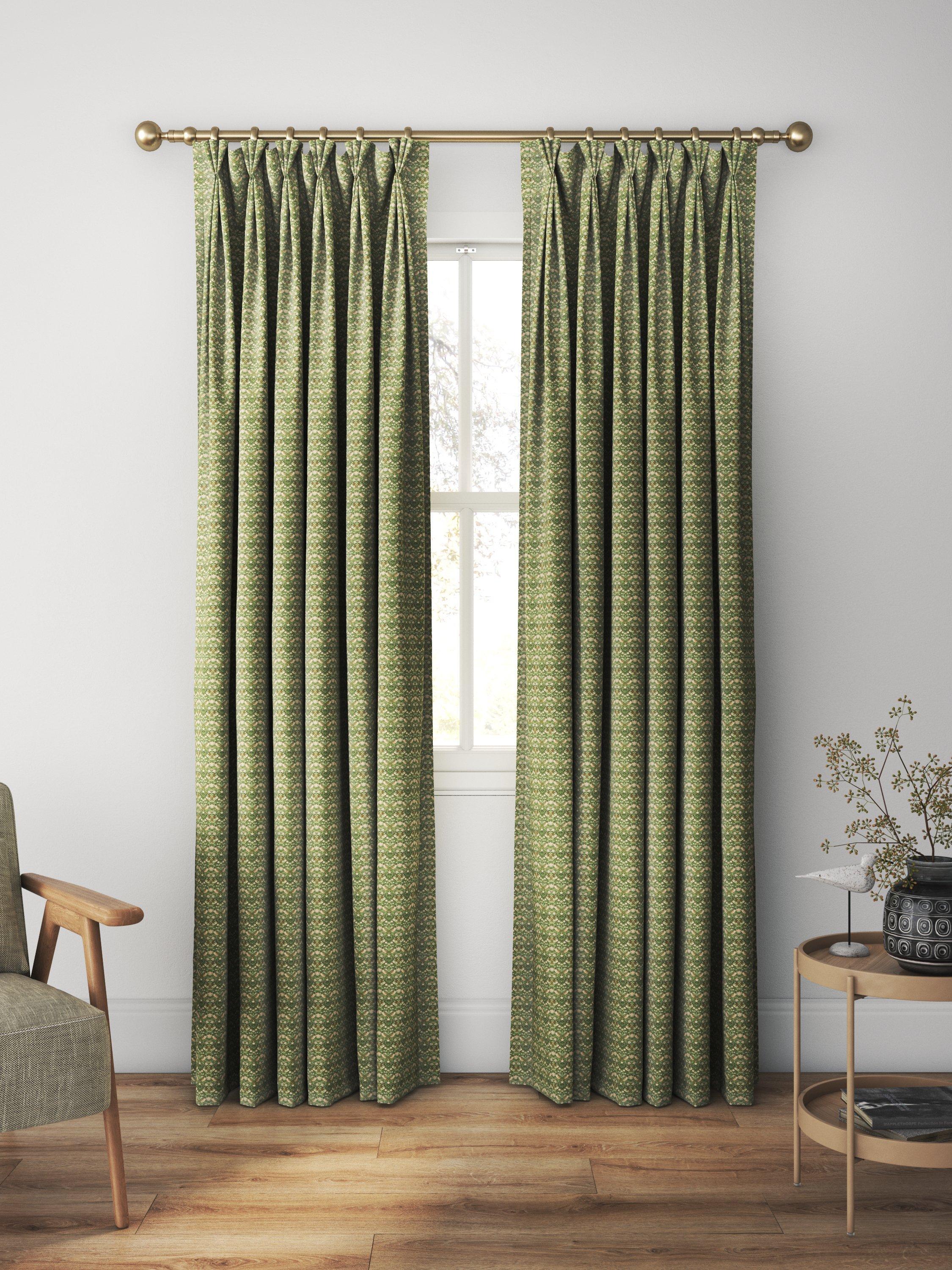William Morris At Home Strawberry Thief velvet curtains Nettle - British product