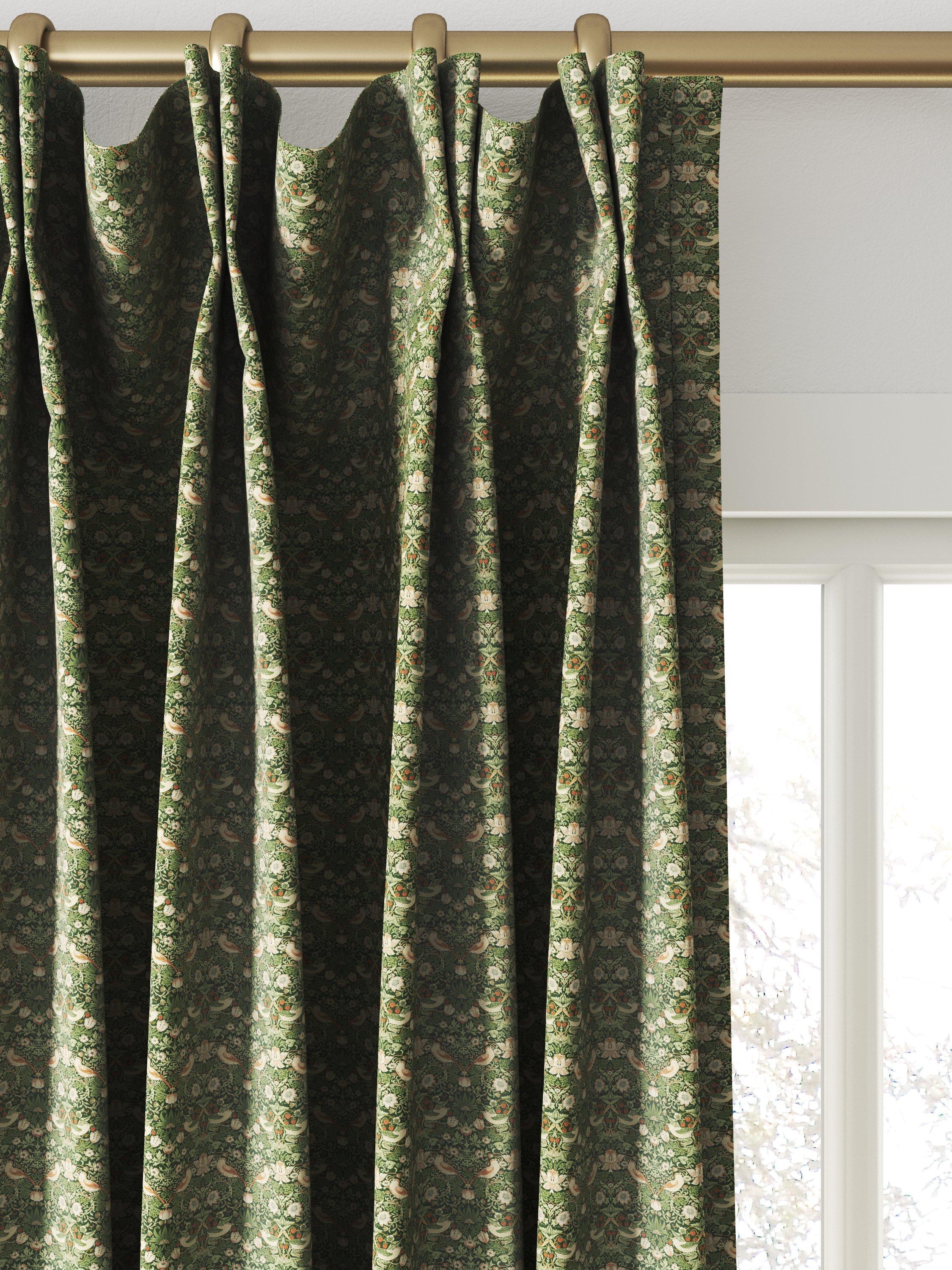 William Morris At Home Strawberry Thief velvet curtains Nettle - British product