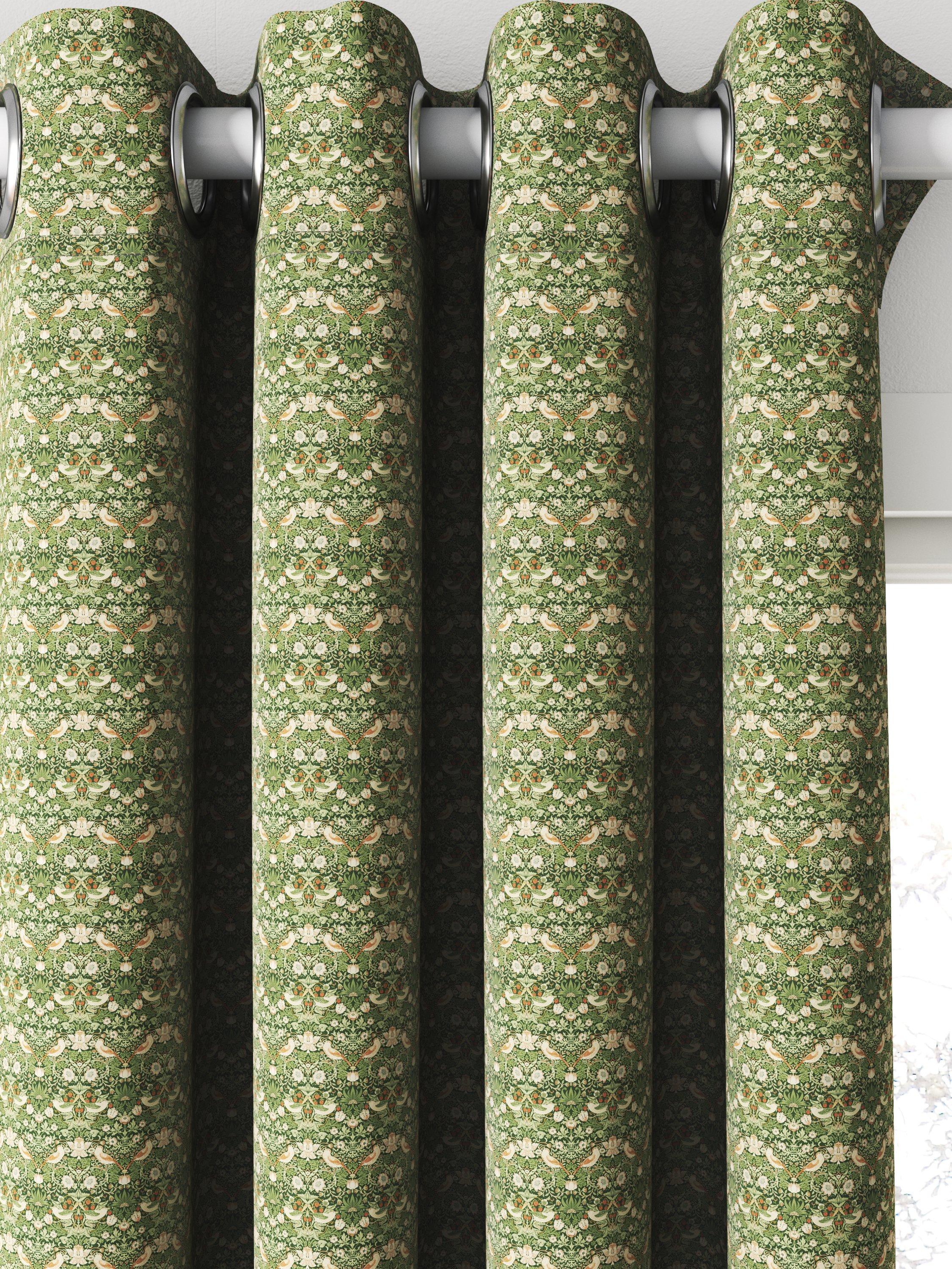 William Morris At Home Strawberry Thief velvet curtains Nettle - British product