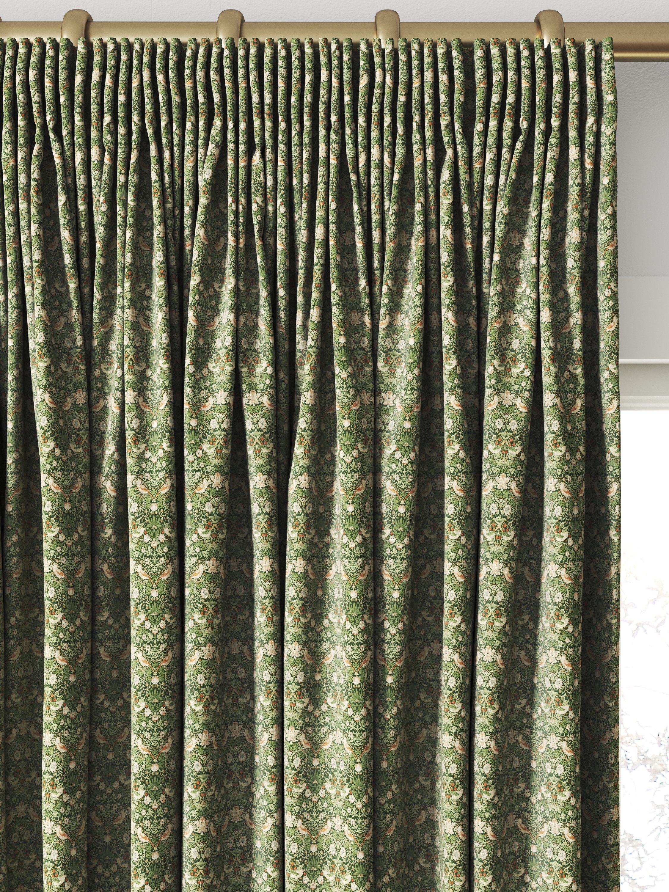 William Morris At Home Strawberry Thief velvet curtains Nettle - British product