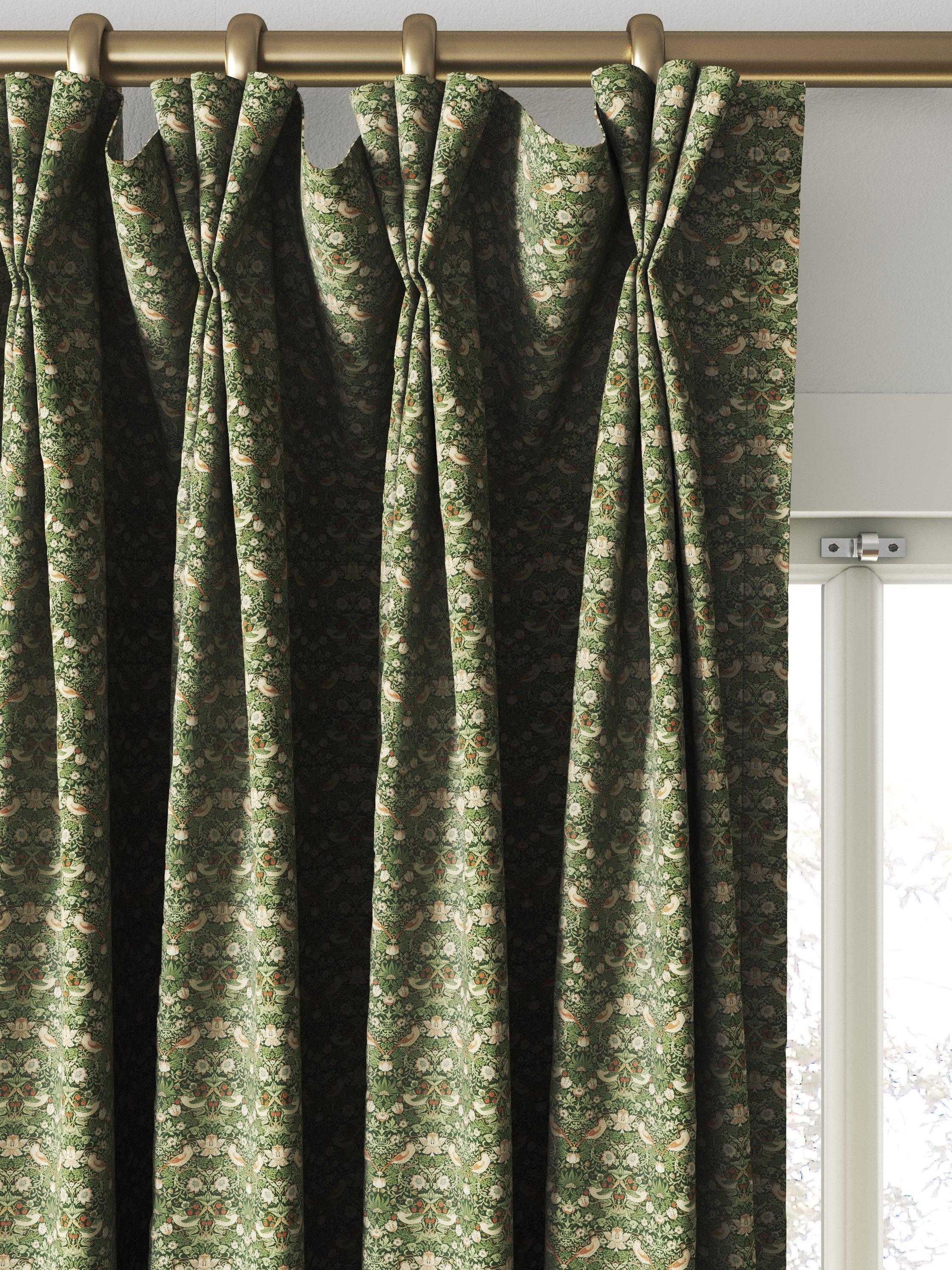 William Morris At Home Strawberry Thief velvet curtains Nettle - British product