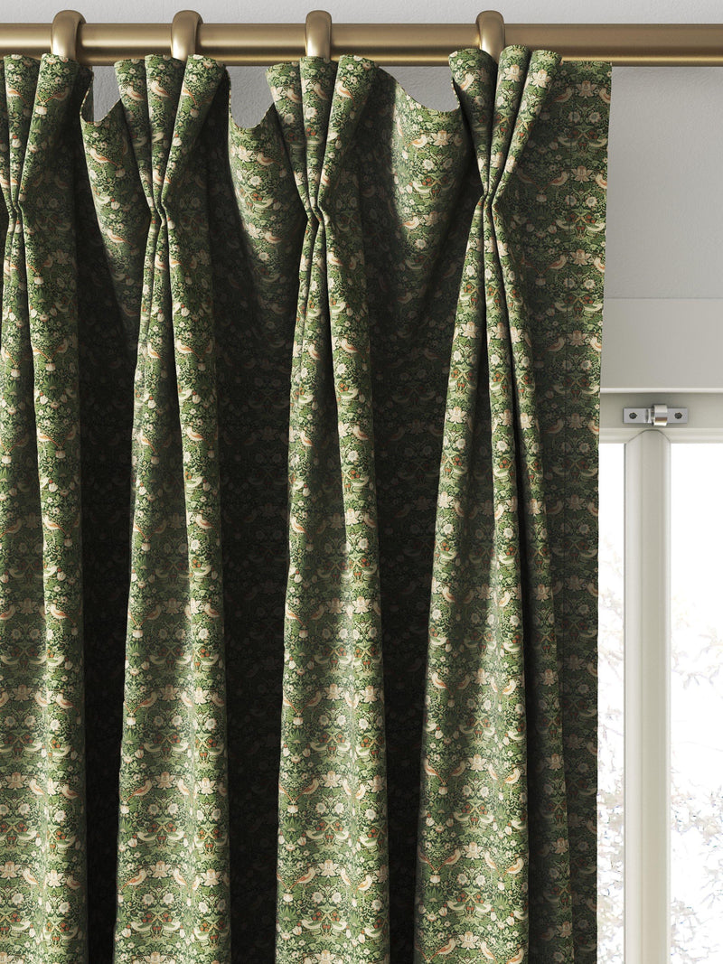 William Morris At Home Strawberry Thief velvet curtains Nettle - British product