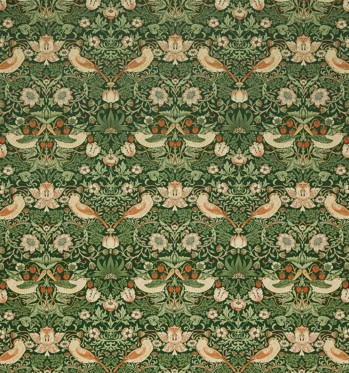 William Morris At Home Strawberry Thief velvet curtains Nettle - British product