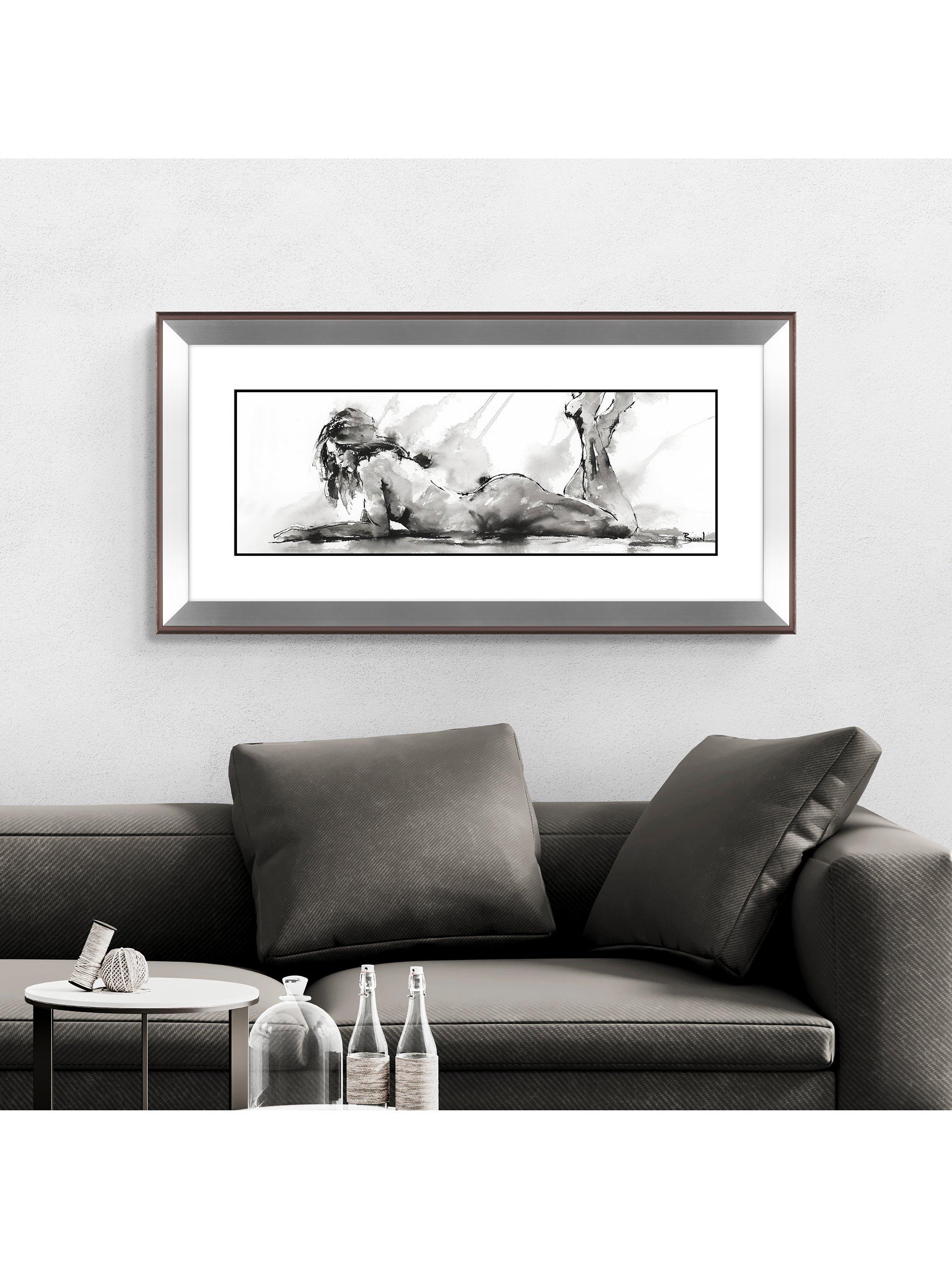 John Lewis framed print 'Laying Down Lady' 55.5 x 110.5cm (British brand)
