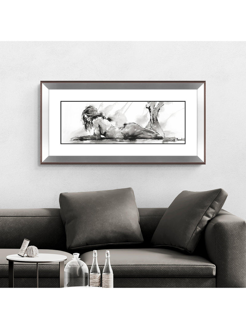 John Lewis framed print 'Laying Down Lady' 55.5 x 110.5cm (British brand)
