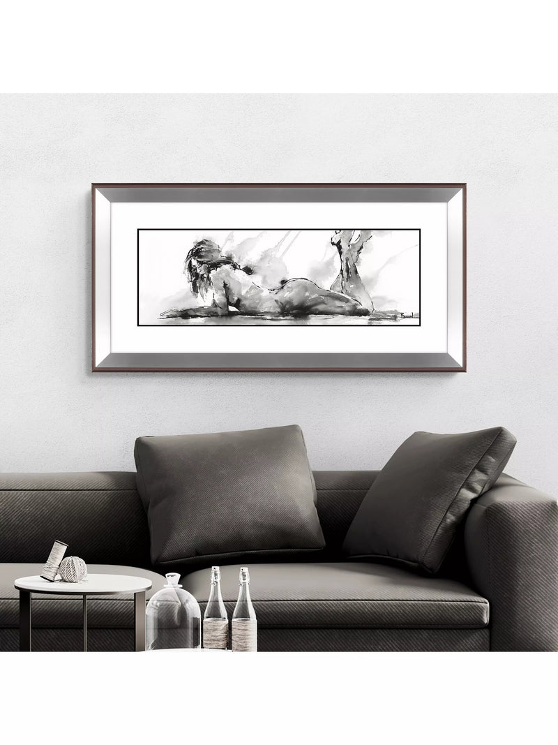 John Lewis framed print 'Laying Down Lady' 55.5 x 110.5cm (British brand)