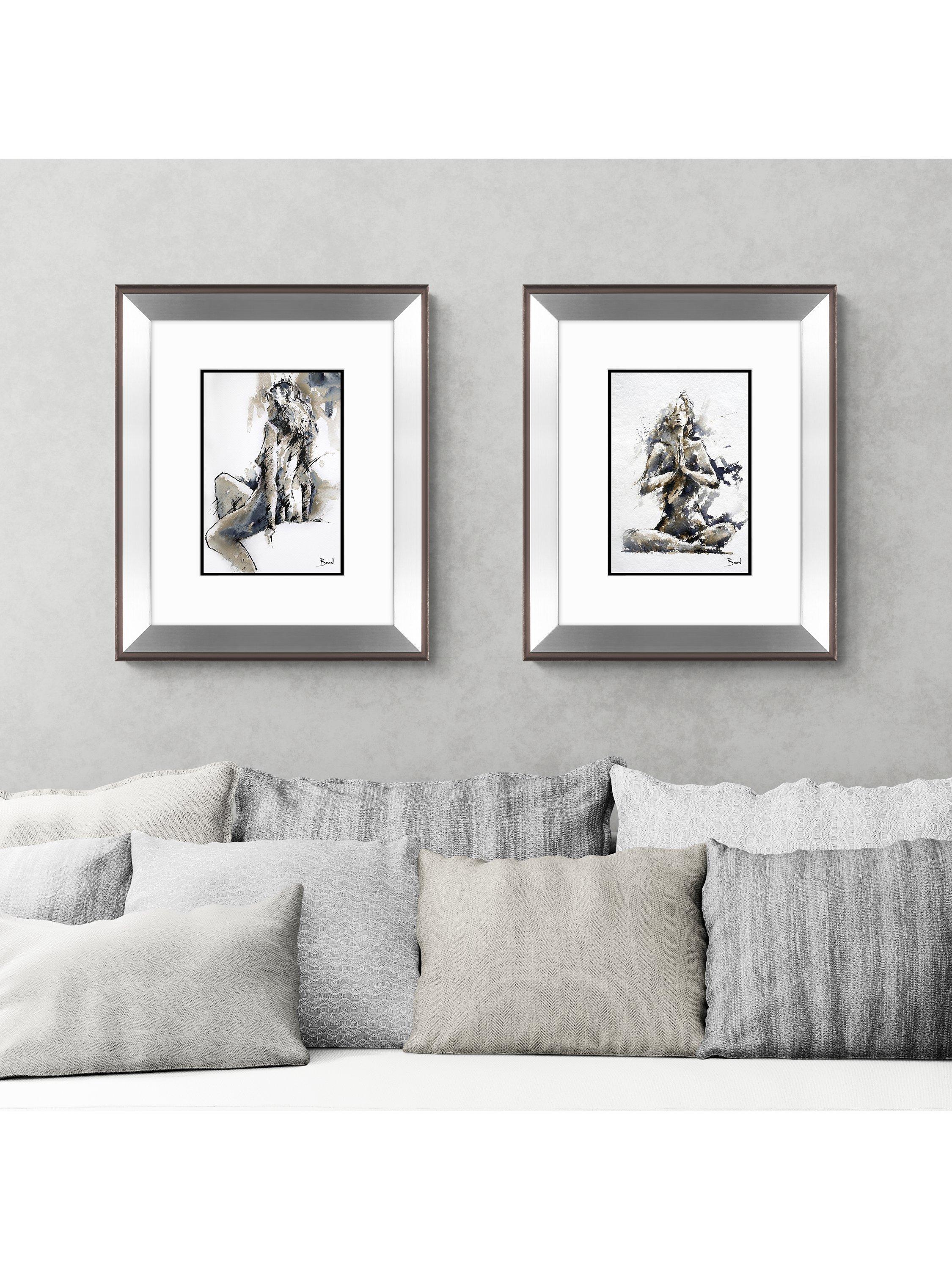 John Lewis Yoga Lady framed print 60.5x50.5cm, imported from the UK