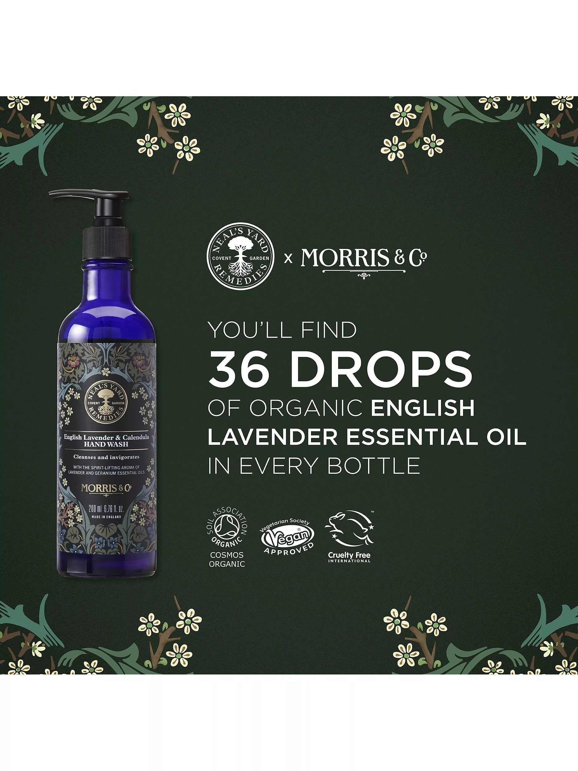 Morris & Co. English Lavender Calendula hand wash 200ml, imported from the UK