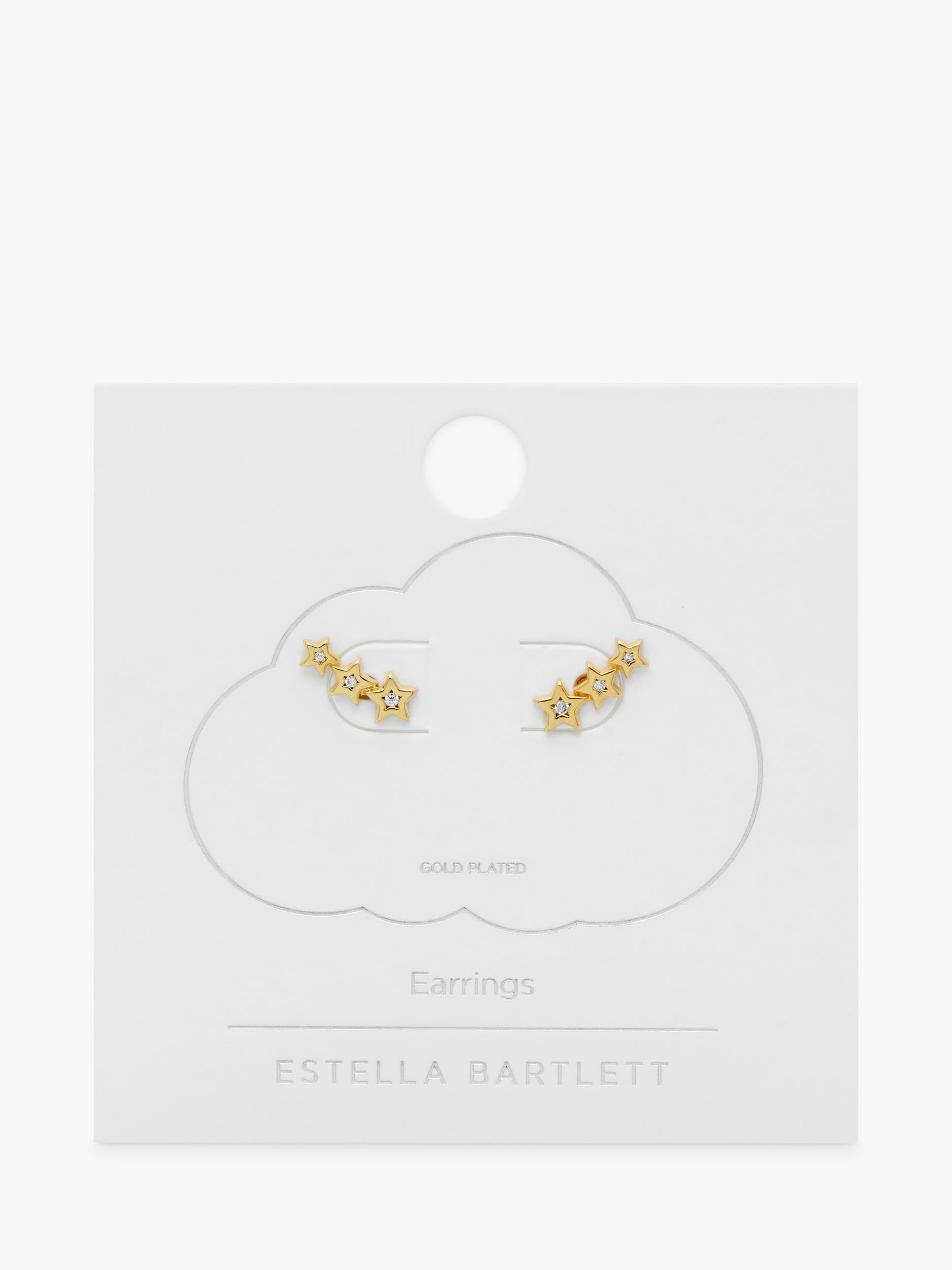 Estella Bartlett cubic zirconia triple star stud earrings gold, UK version