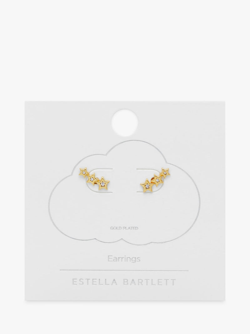 Estella Bartlett cubic zirconia triple star stud earrings gold, UK version
