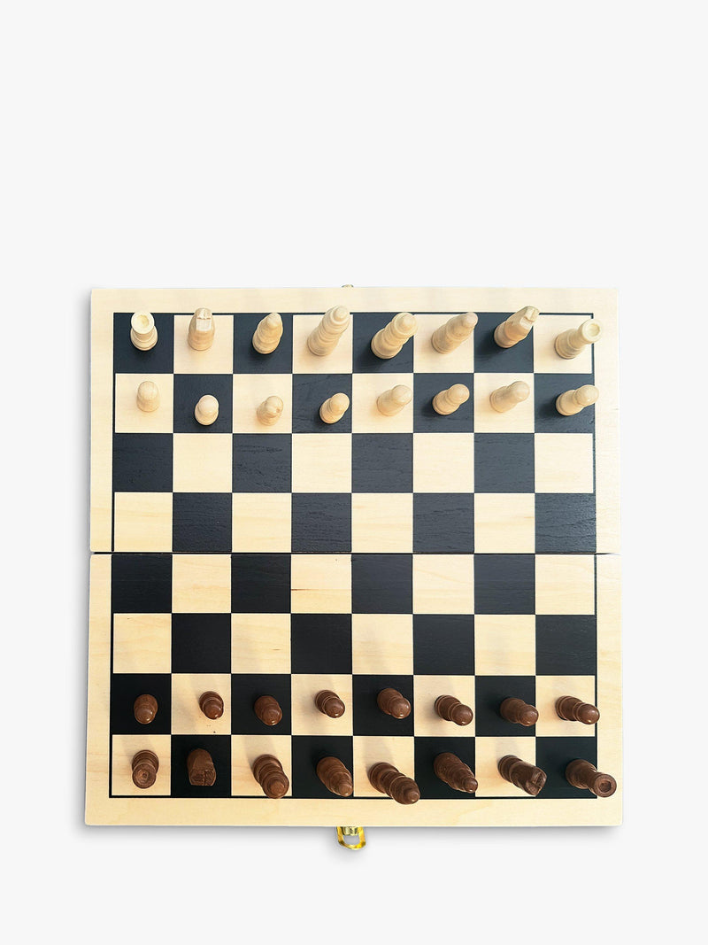 Ridley's wooden chess set with folding board and pieces, imported from the UK