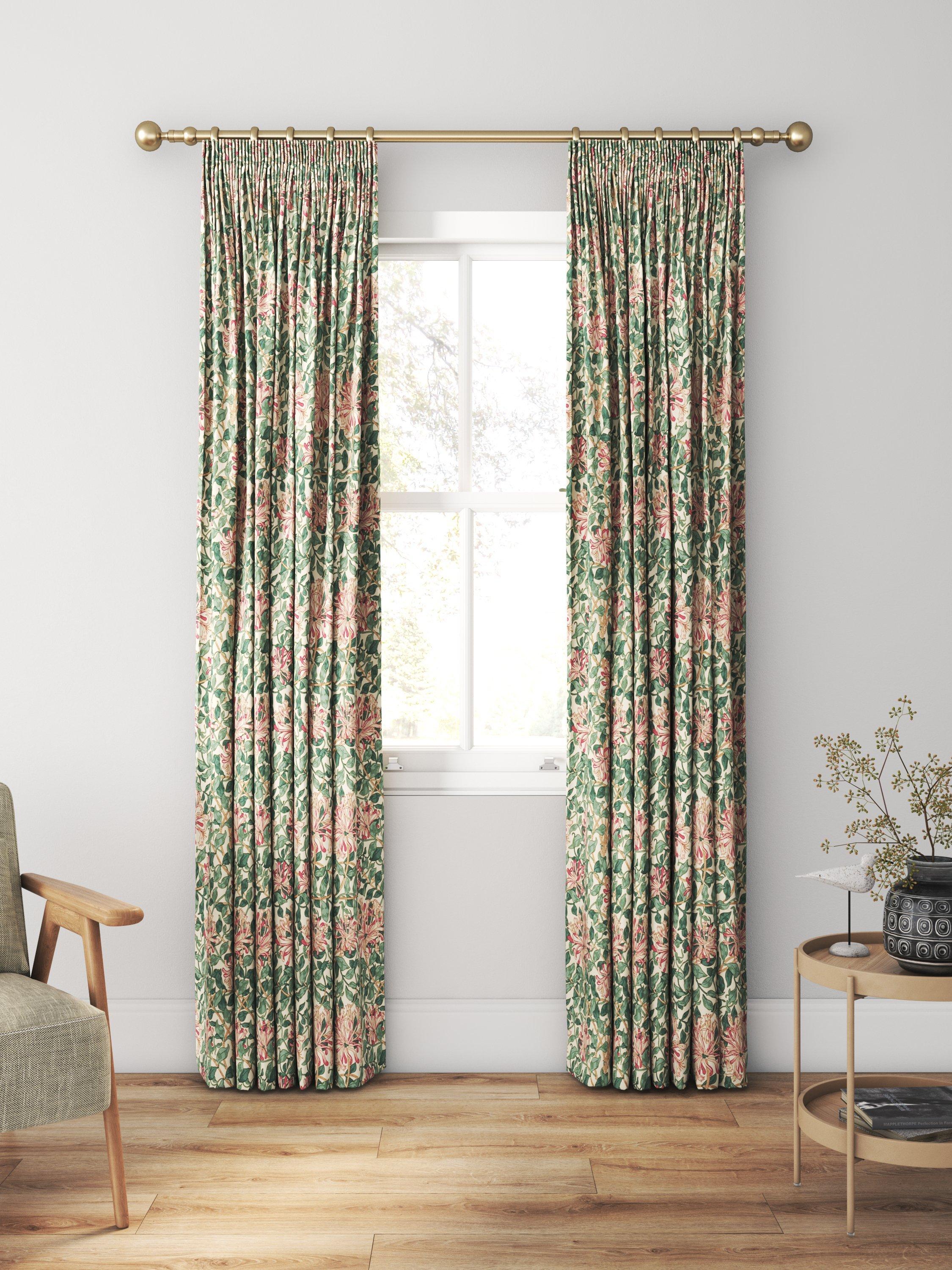 Morris & Co. Honeysuckle printed cotton curtain cream wine (British brand)