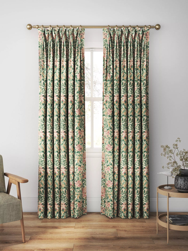 Morris & Co. Honeysuckle printed cotton curtain cream wine (British brand)