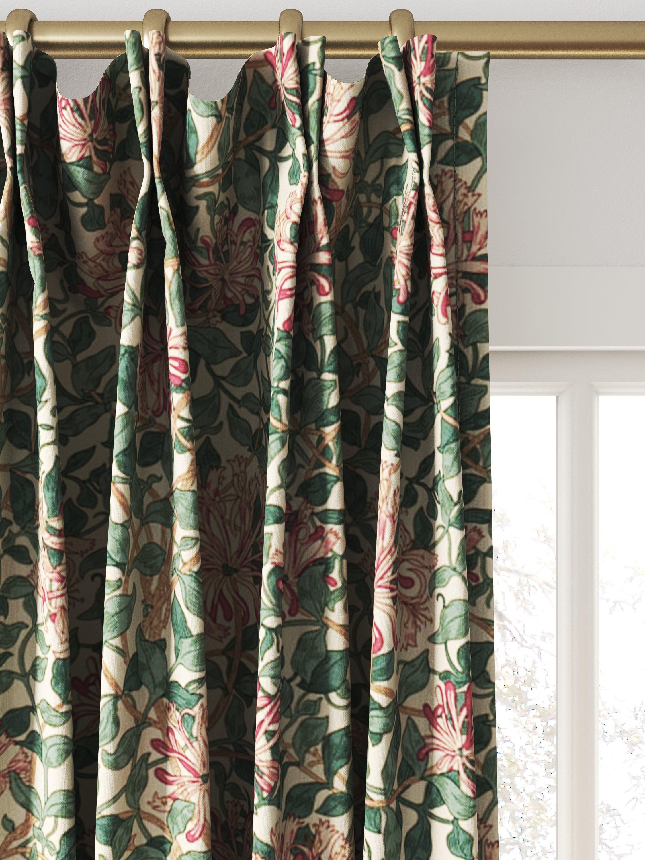 Morris & Co. Honeysuckle printed cotton curtain cream wine (British brand)