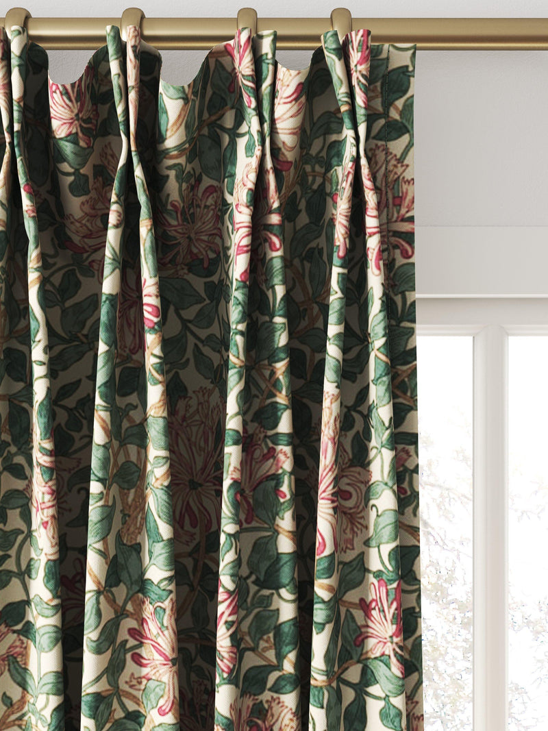 Morris & Co. Honeysuckle printed cotton curtain cream wine (British brand)