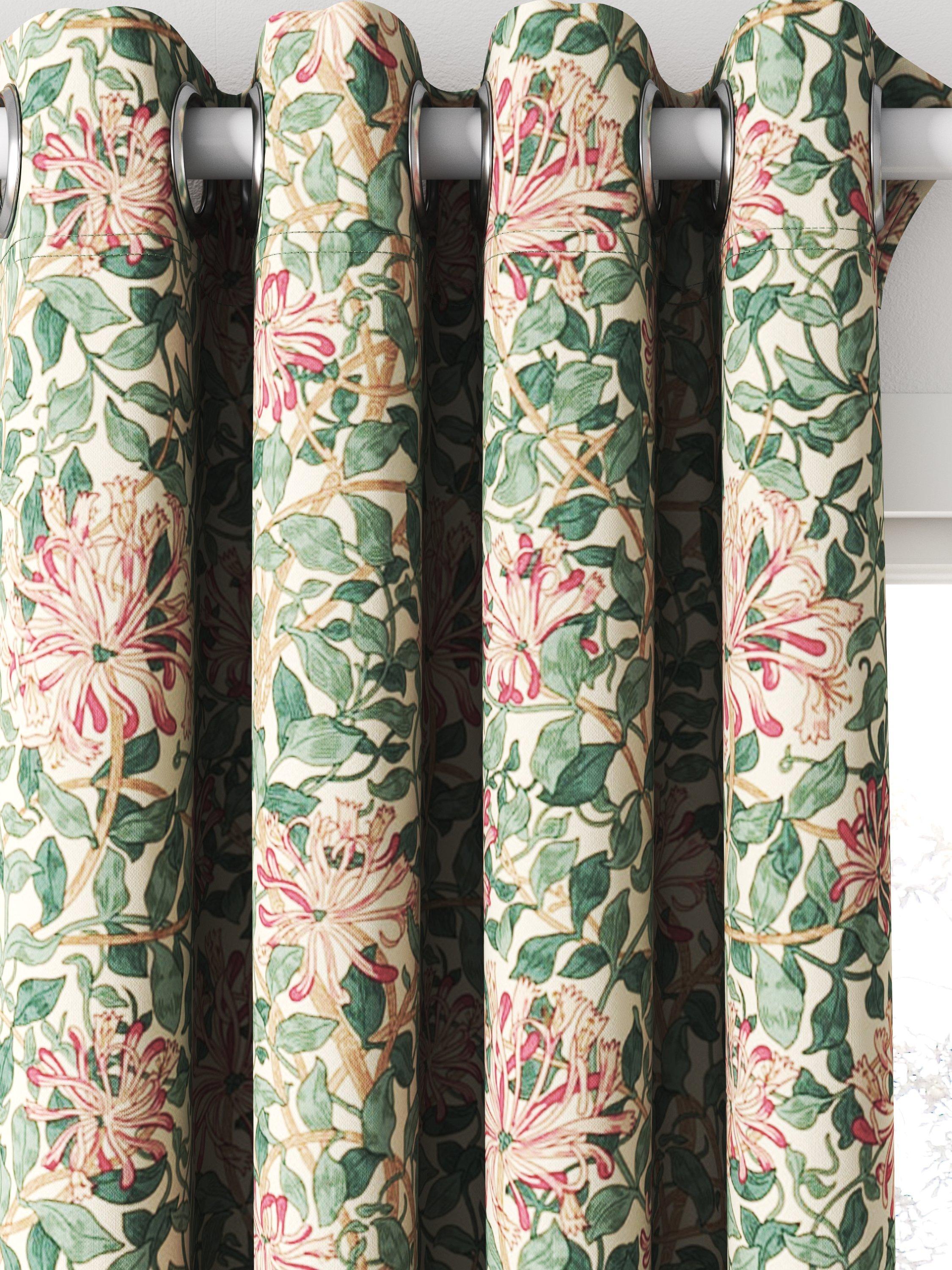 Morris & Co. Honeysuckle printed cotton curtain cream wine (British brand)