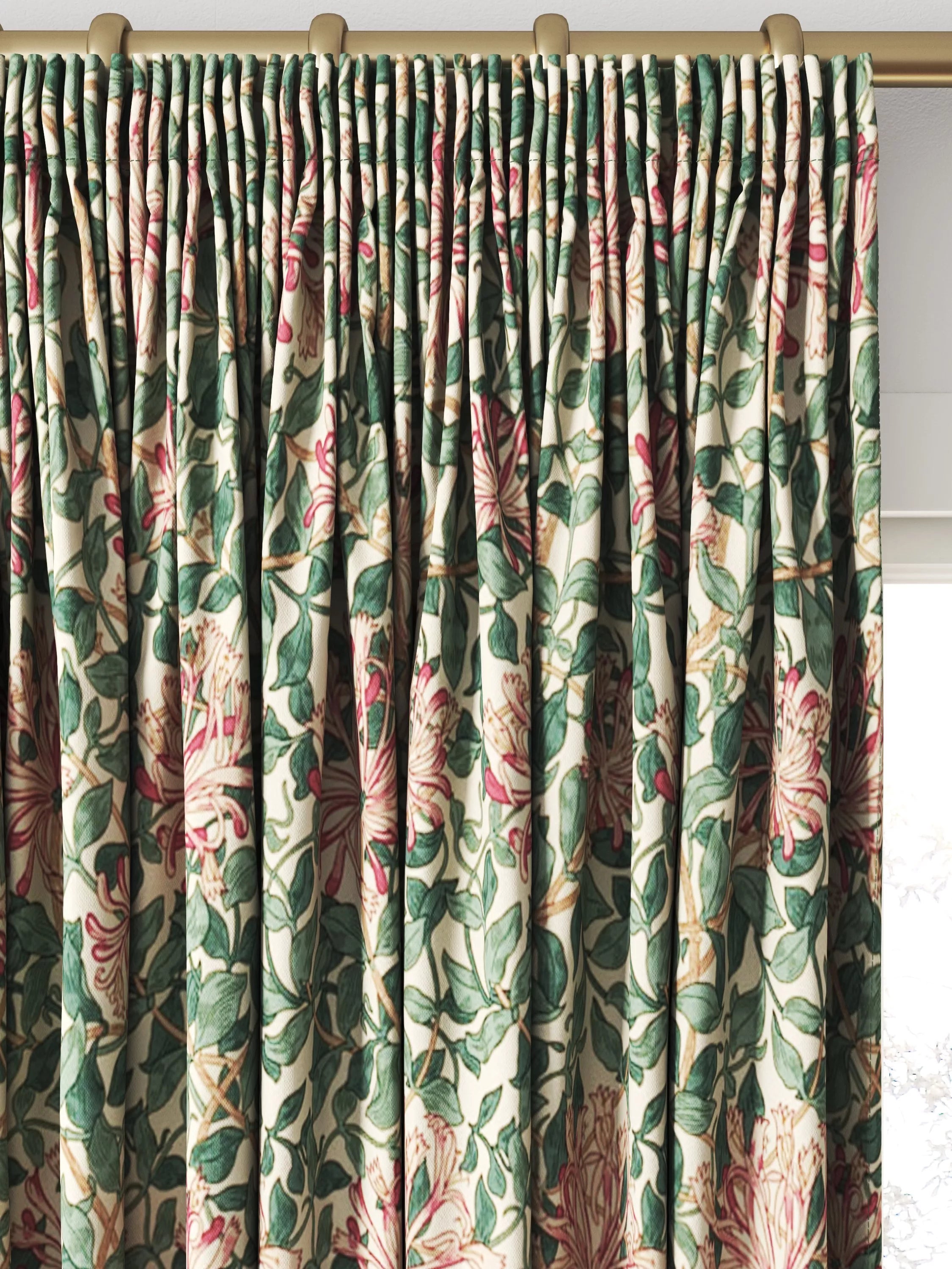 Morris & Co. Honeysuckle printed cotton curtain cream wine (British brand)