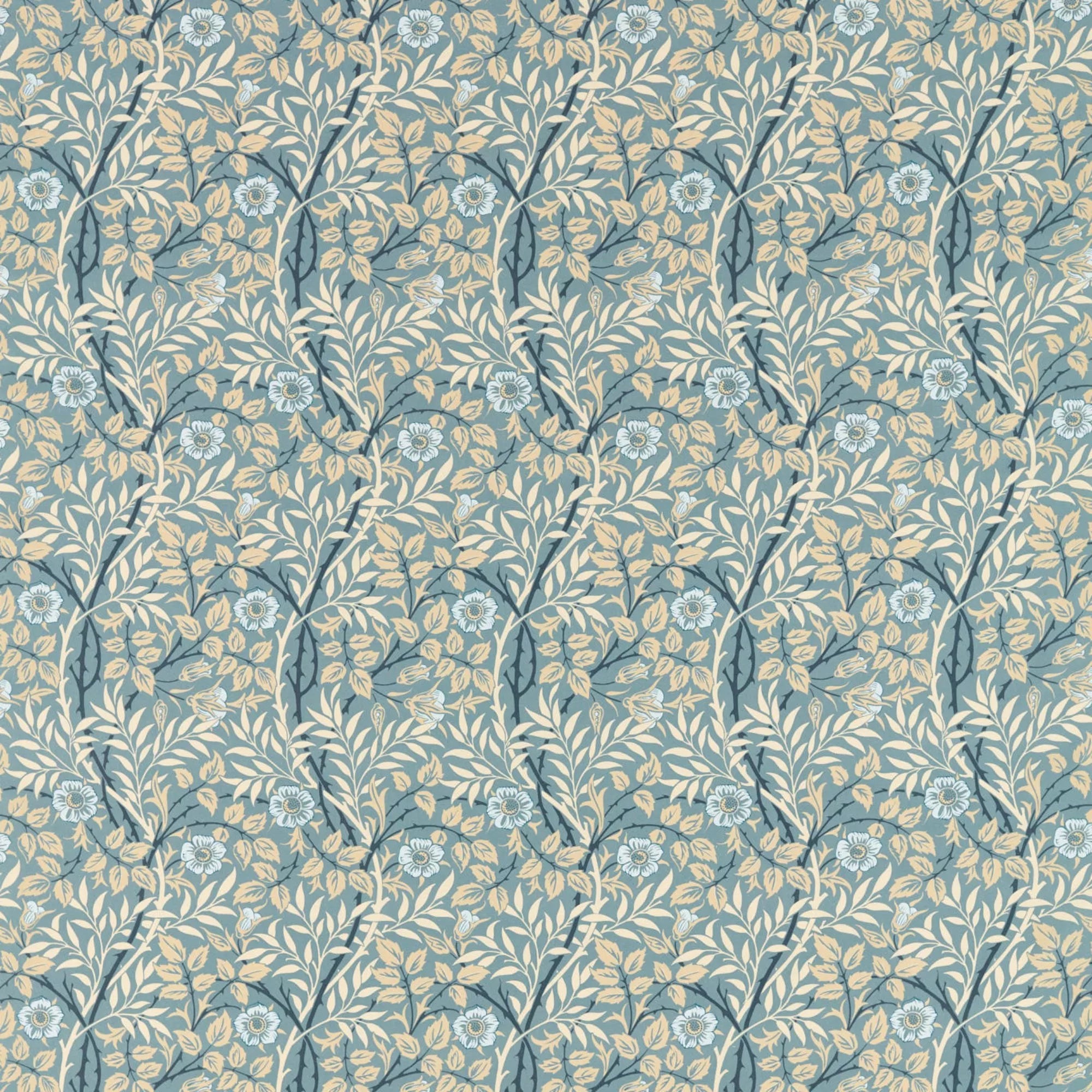 Morris & Co. Sweet Briar curtain in mineral linen, UK version