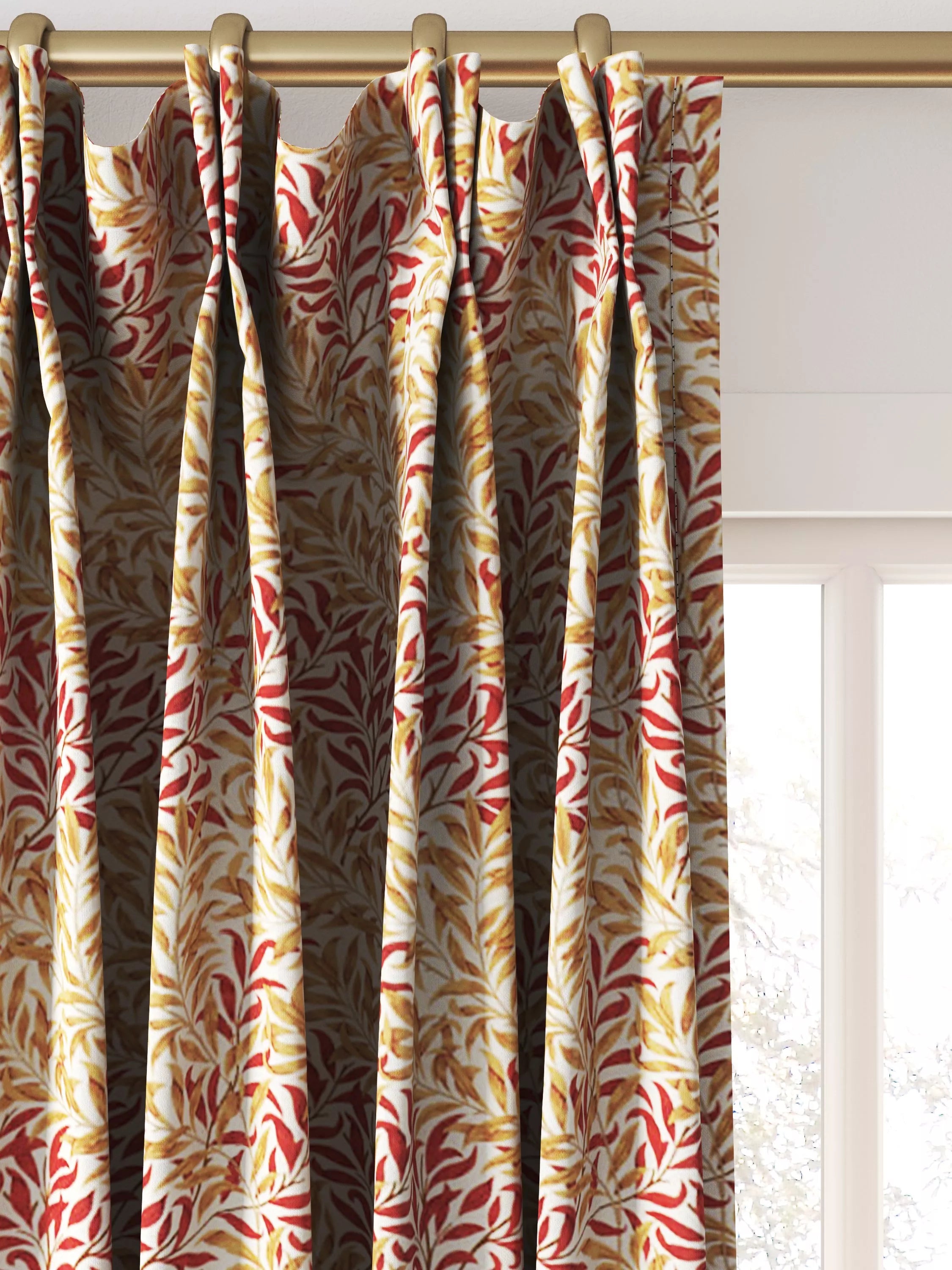 Morris & Co. Willow Bough woven curtains roman blind in russet - British product