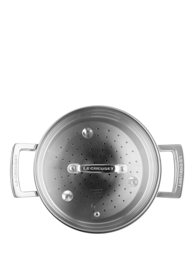 Le Creuset classic 3-ply stainless steel deep casserole and steamer set 20cm, UK version