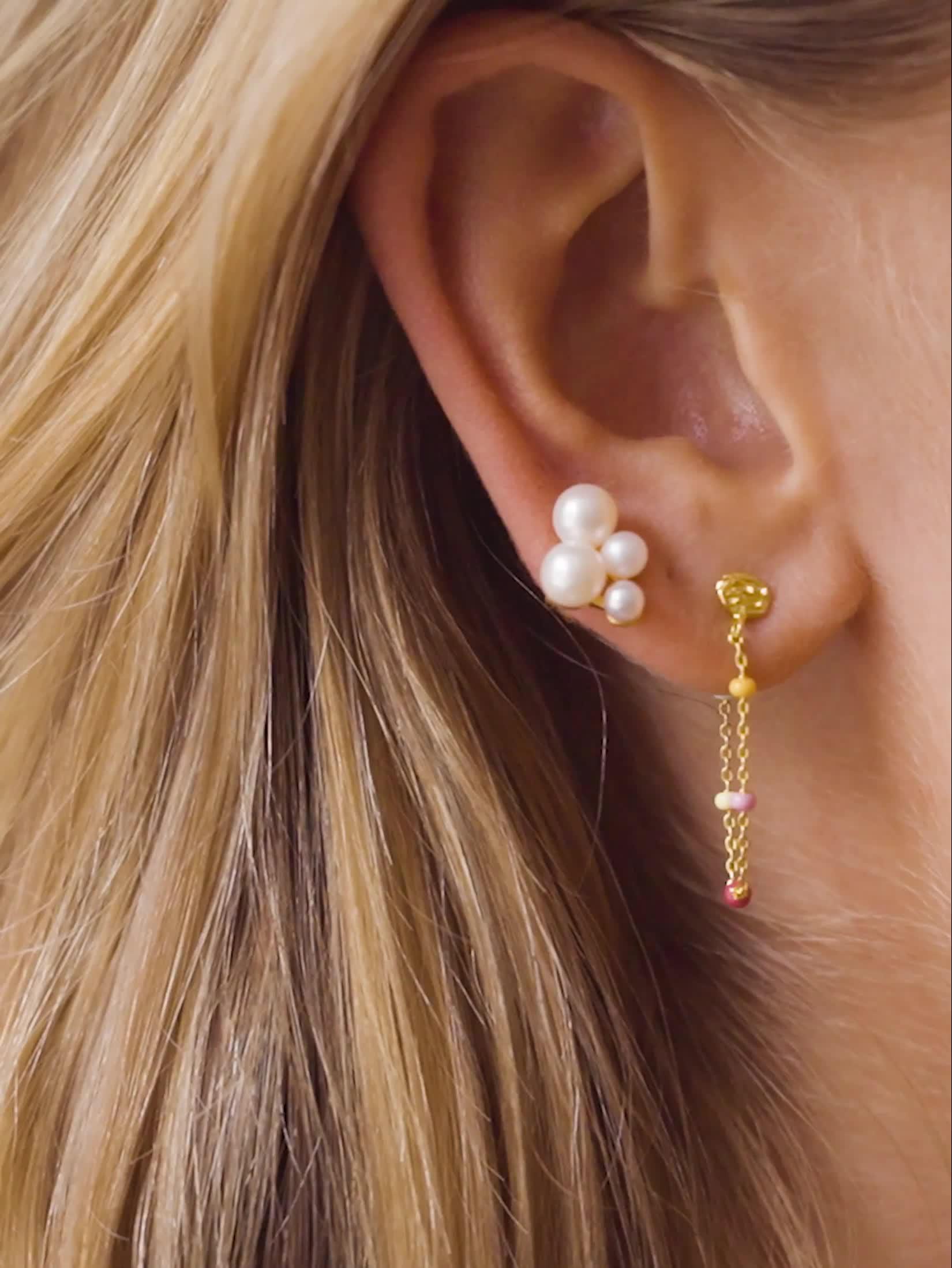 ENAMEL Copenhagen Lola enamel chain earrings gold plated, imported from the UK