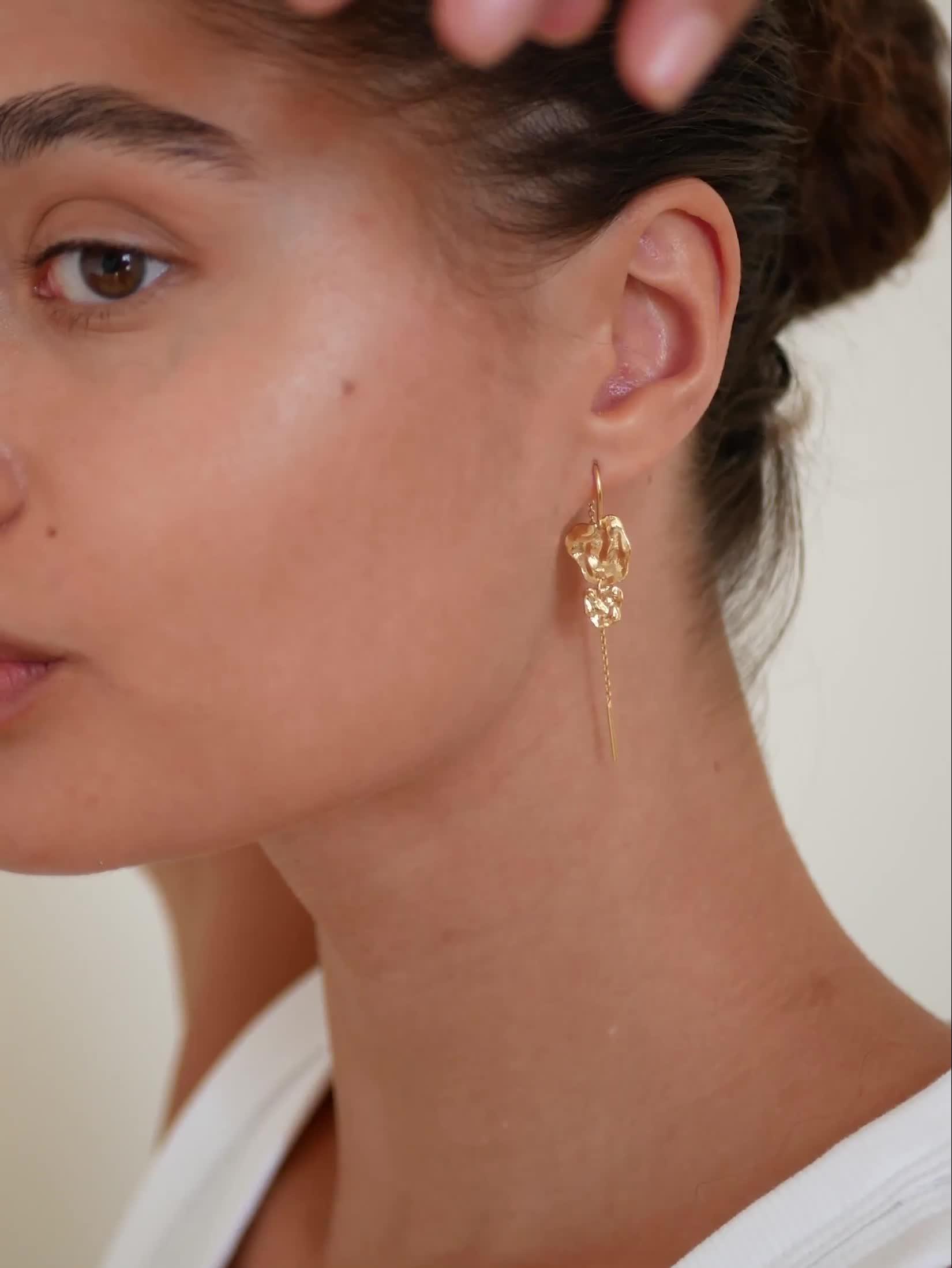 ENAMEL Copenhagen chain drop earrings gold, UK version