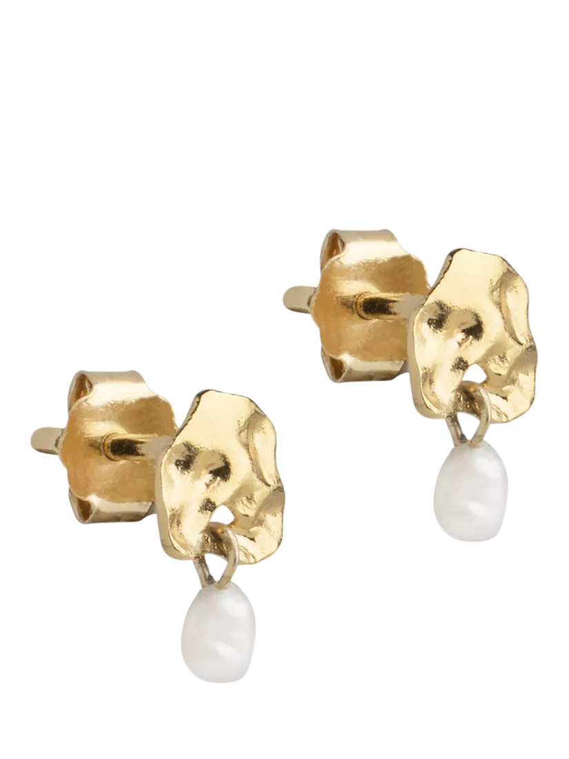 ENAMEL Copenhagen gold pearl stud earrings 10x6mm, UK version