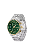 BOSS men's quartz bracelet strap watch in silver and green - British product
