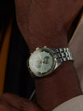 BOSS men's quartz bracelet strap watch in silver and green - British product